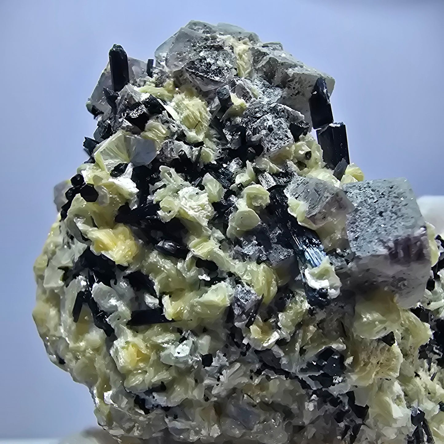 Colorful Phantom Fluorite Cubes Schorl Tourmaline Muscovite Erongo, Namibia 95*71*57mm