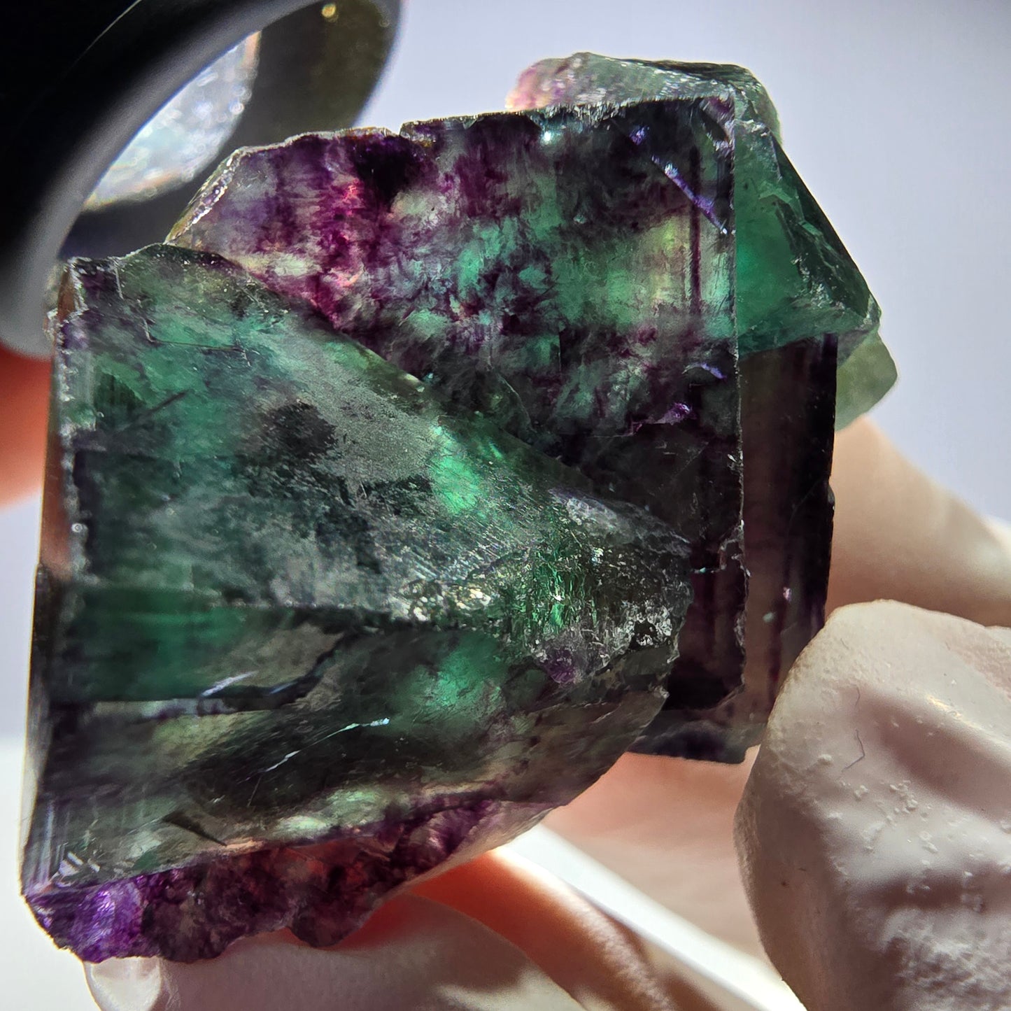 Spécimen de cube de fluorite fantôme parqueté vert violet Okorusu, Namibie 45*28*25 mm