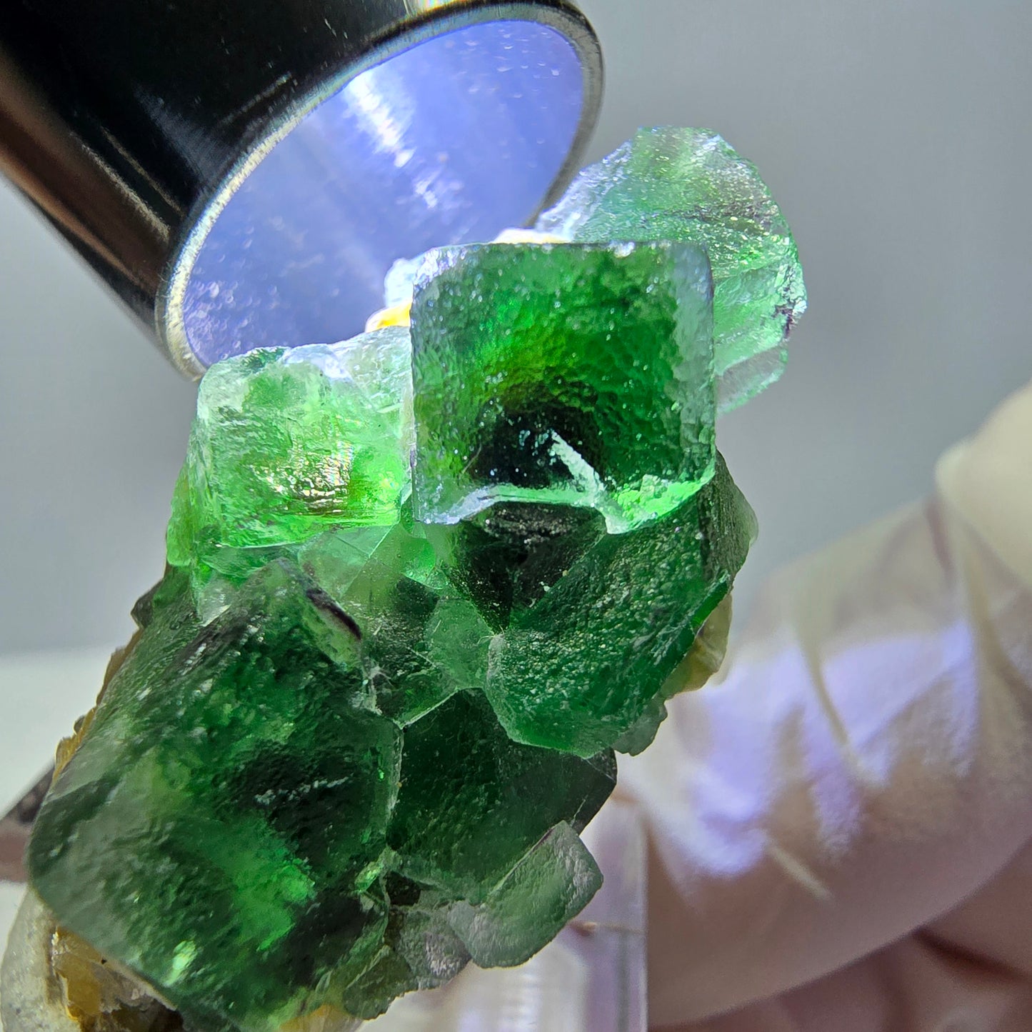 Cube de fluorite fantôme, spécimen de muscovite, Erongo, Namibie, 36 x 19 x 16 mm