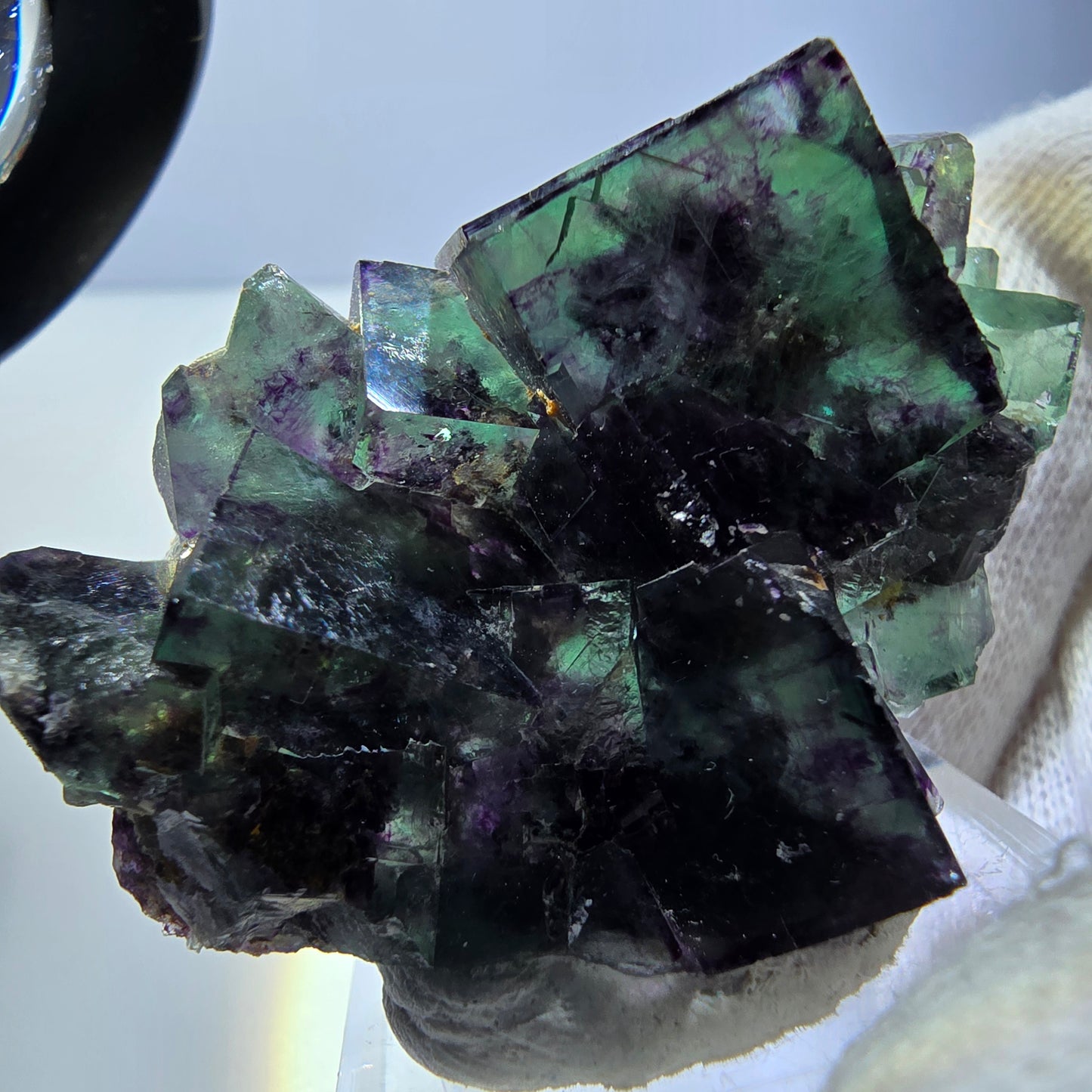 Rare Phantom Fluorite Cube Specimen zonal green purple Okorusu, Namibia 47*30*15mm