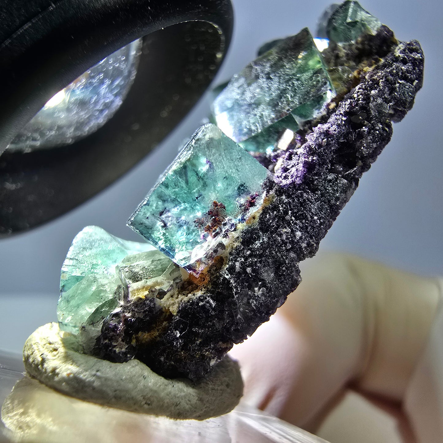 Phantom Fluorit Würfel Stufe, grün lila Okorusu, Namibia 39*30*11mm