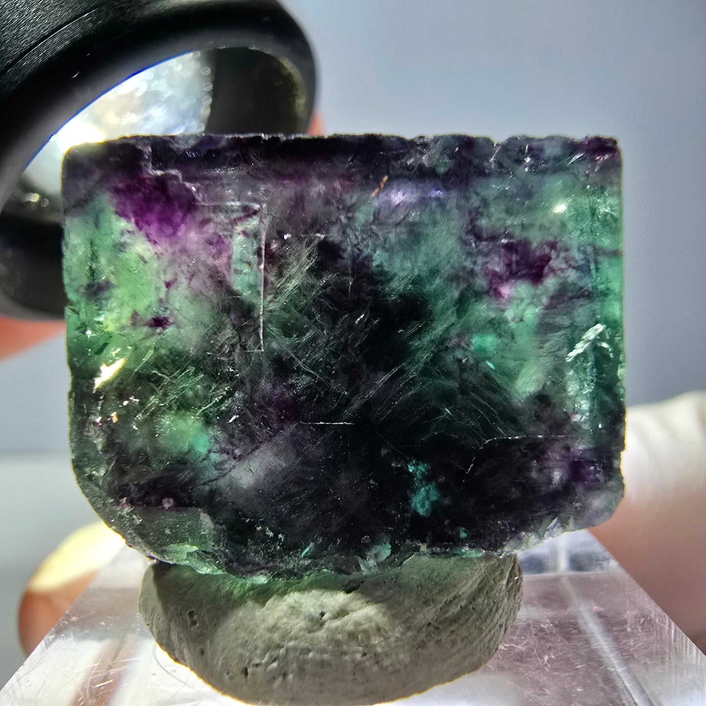 Phantom Fluorit Würfel parkettiert, grün lila Okorusu, Namibia 22*20*14mm