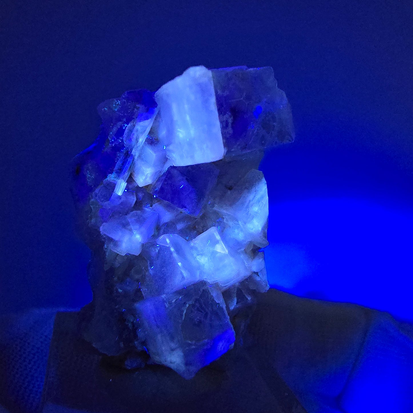 Seltene UV Phantom Fluorit Würfel Stufe lila grün Brandberg, Namibia 38*22*14mm