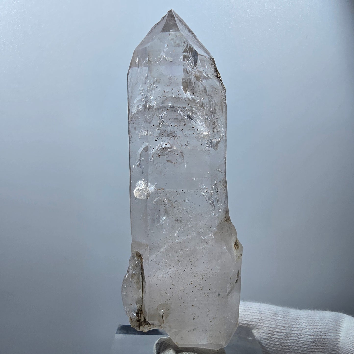 Sceptre DT en quartz fumé lémurien Enhydro, 2 gobos de poche Bubble Valentine. Namibie 97 x 33 x 20 mm