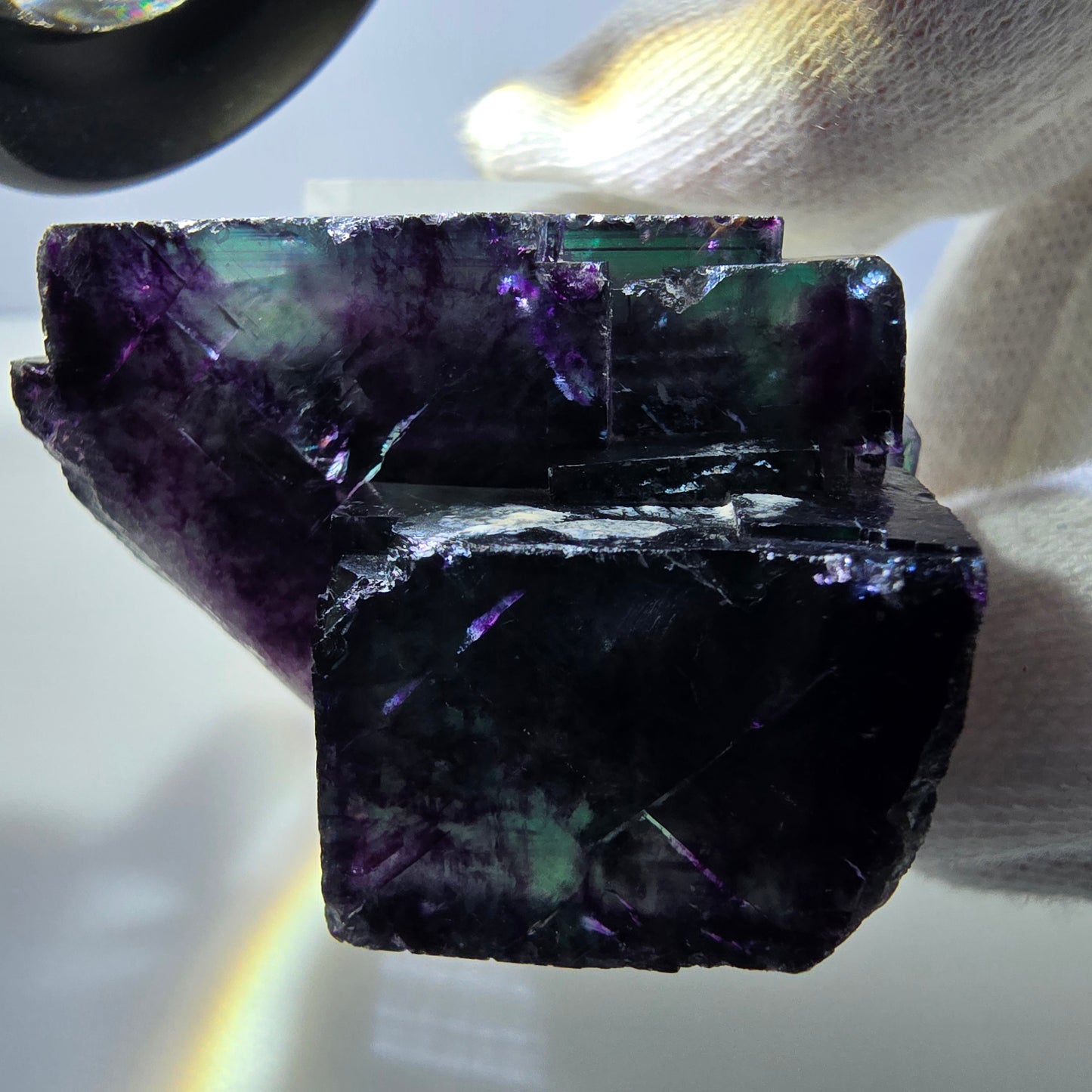 Seltene Phantom Fluorit Würfel Stufe zonal grün lila Okorusu, Namibia 47*35*28mm