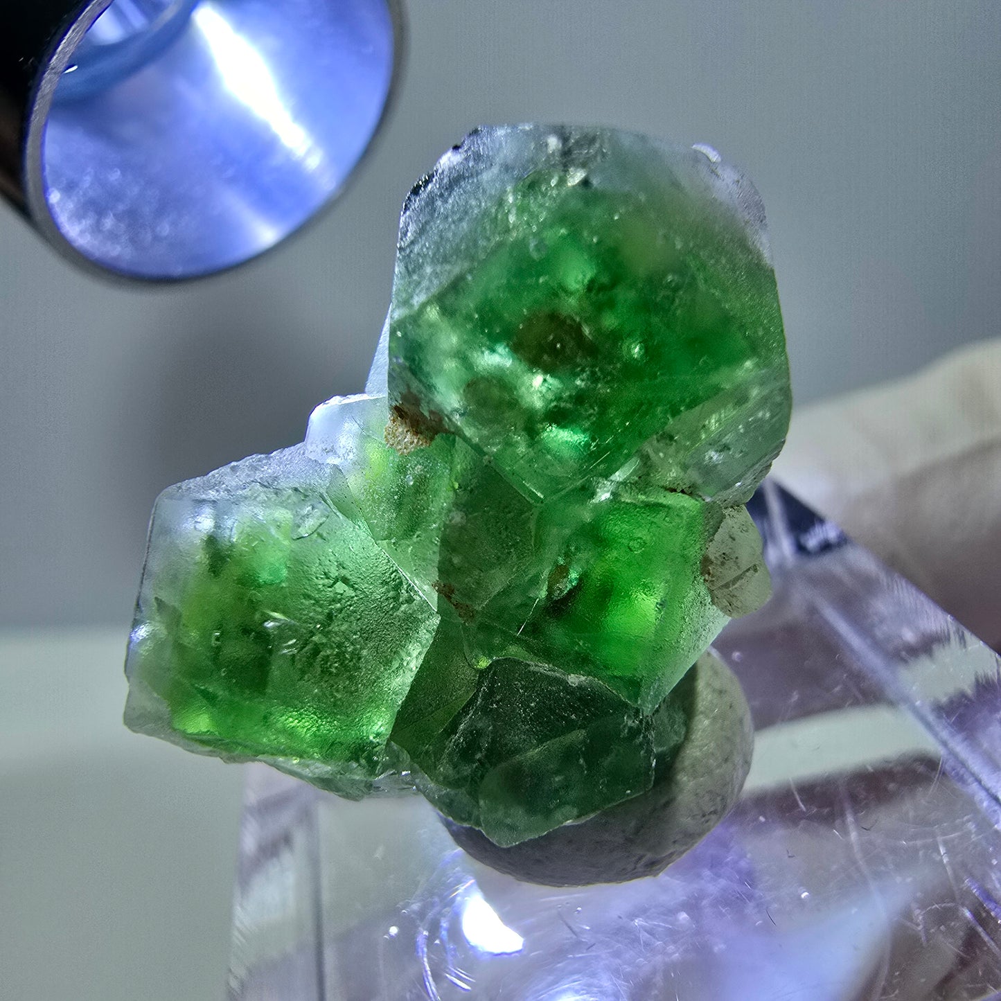 Spécimen de quartz fumé muscovite, cube de fluorite fantôme, Erongo, Namibie, 22 x 18 x 11 mm