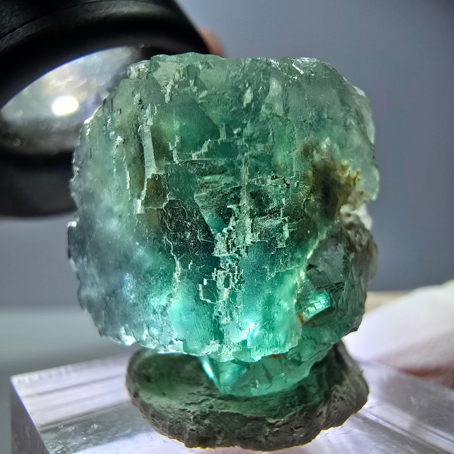 Klarer Phantom Fluorit Würfel parkettiert, grün Okorusu, Namibia 24*21*18mm