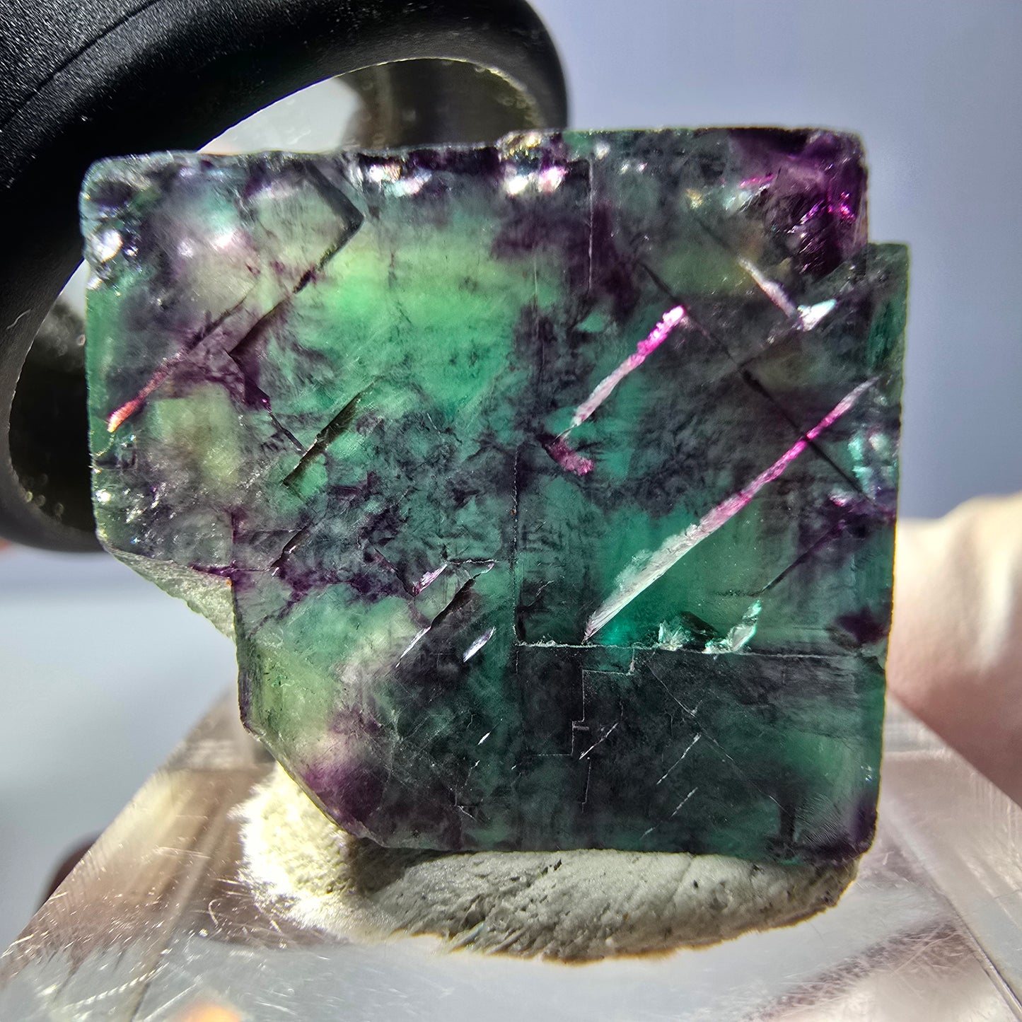 Phantom Fluorit Würfel parkettiert, grün lila Okorusu, Namibia 21*19*16mm