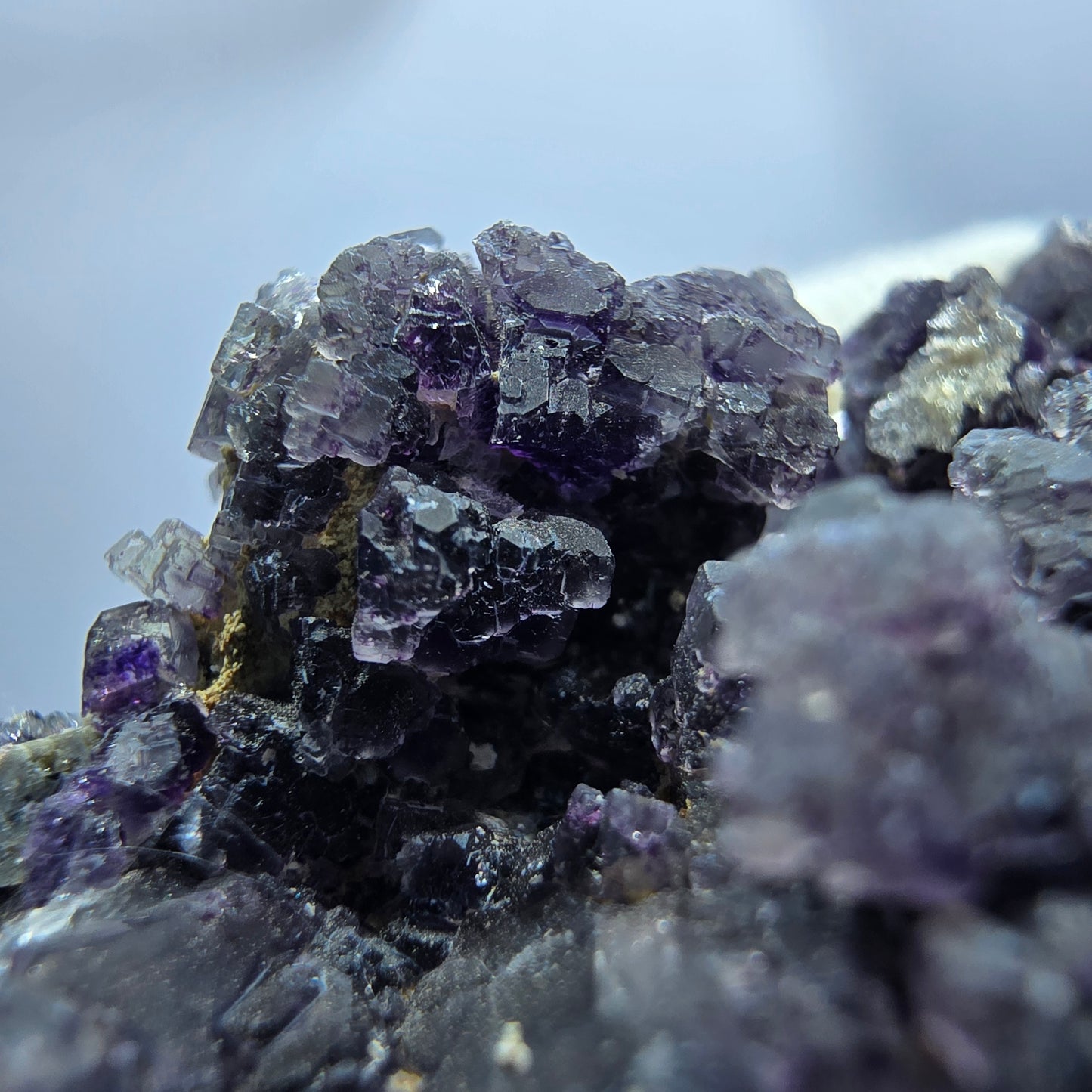 Cube de fluorite fantôme, hyalite, spécimen d'orthose, Erongo, Namibie, 63 x 40 x 28 mm