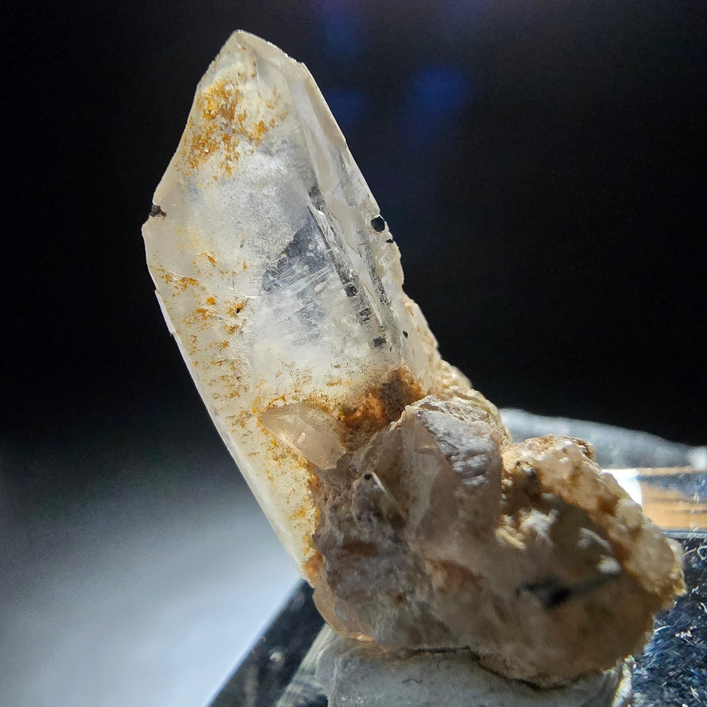 Klarer Turmalin Quarz, Rauchquarz mit Schörl Erongo Namibia 29*16*12mm Sammlung