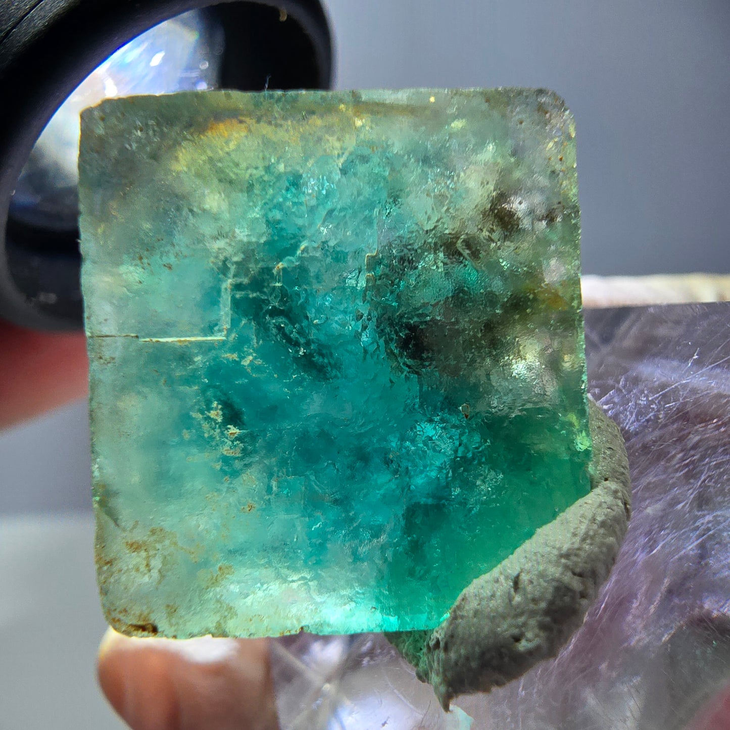 Klarer Phantom Fluorit Würfel parkettiert, grün Okorusu, Namibia 20*19*10mm