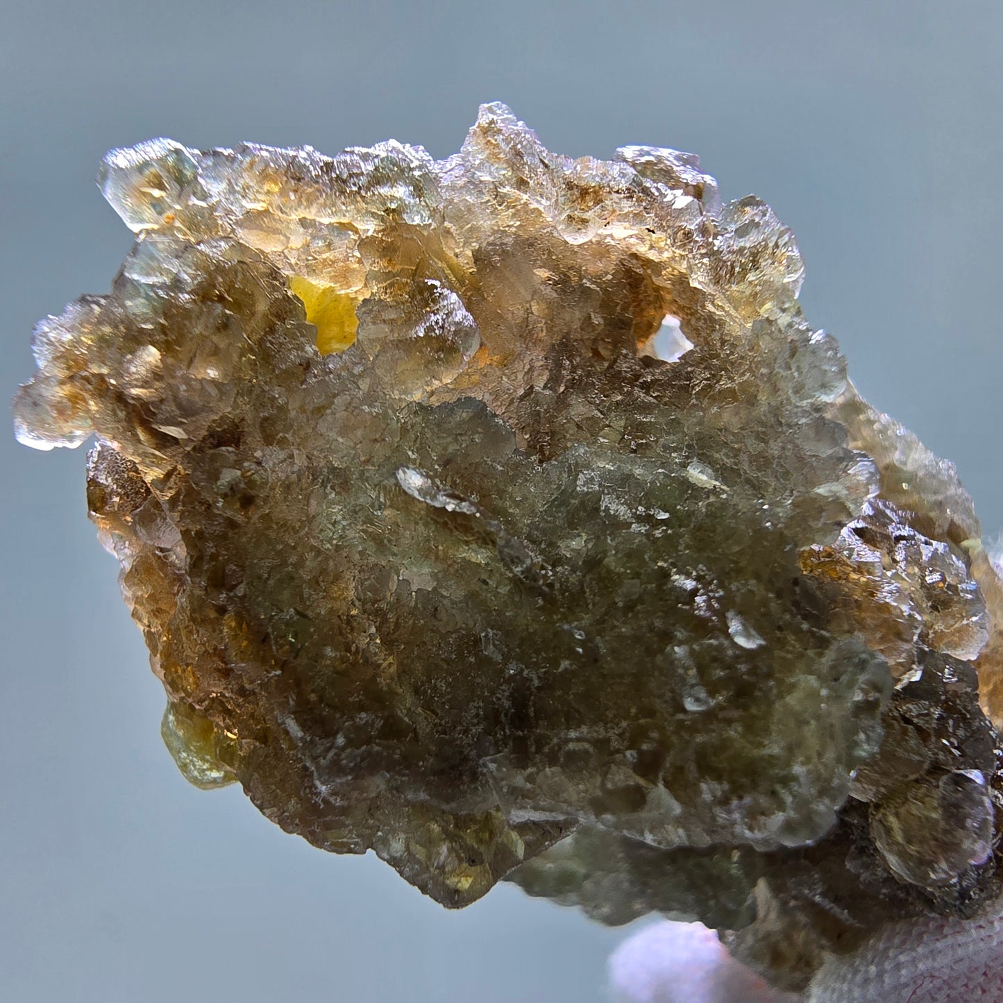 Phantom Fluorit Würfel grün braun, Muskovit Stufe Erongo, Namibia 52*37*33mm