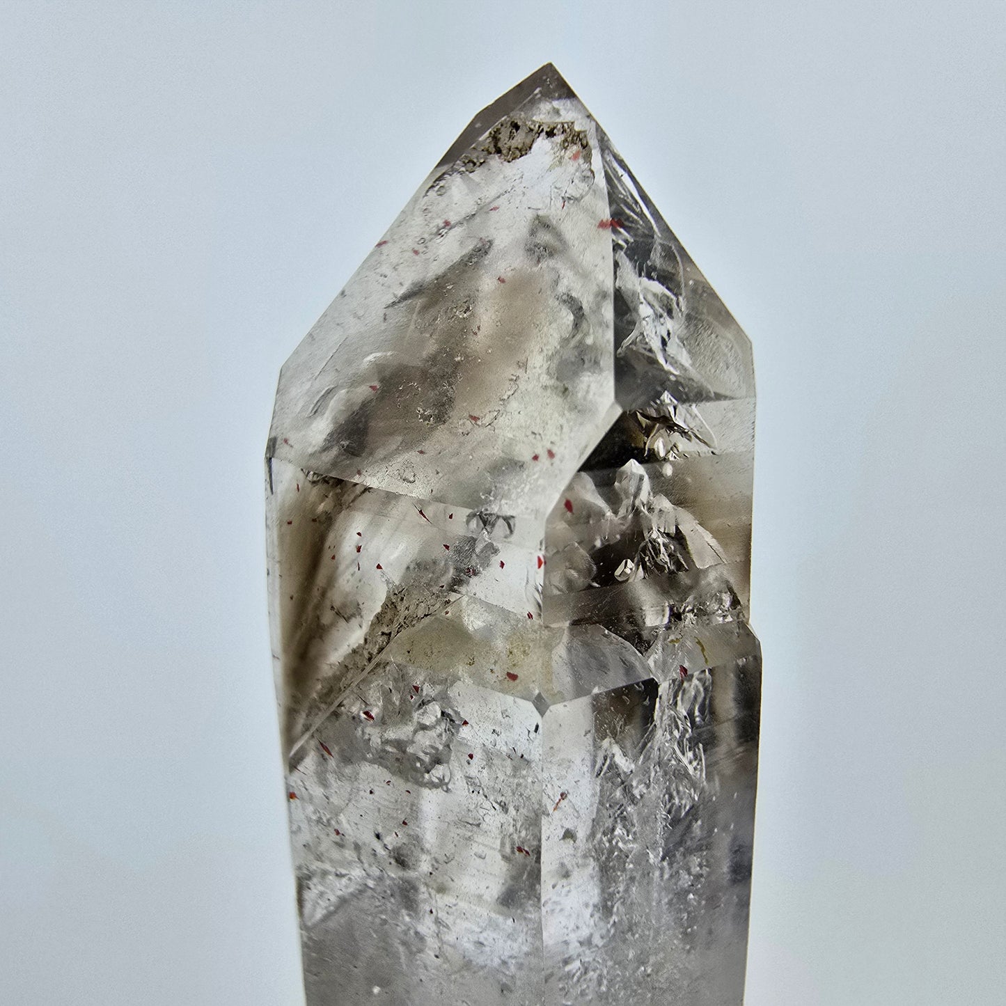 Enhydro Phantom Rauchquarz Lemurian Quarz, 4x Blase Goboboseb Namibia 48*16*11mm