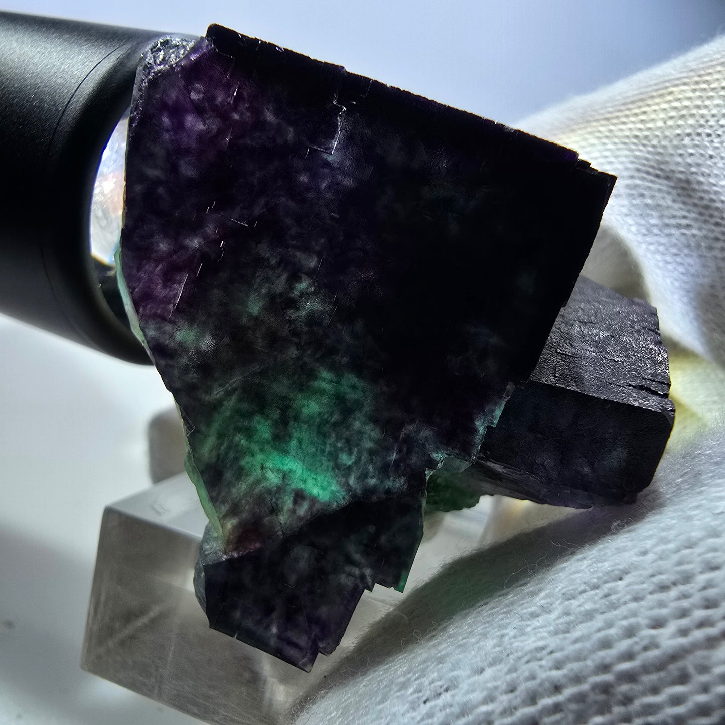 Rare Phantom Fluorite Cube Specimen zonal green purple Okorusu, Namibia 48*43*36mm