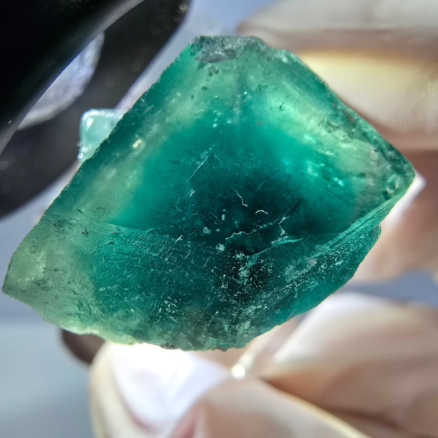 Spécimen de cube de fluorite fantôme, parquet vert Okorusu, Namibie 25 x 21 x 19 mm