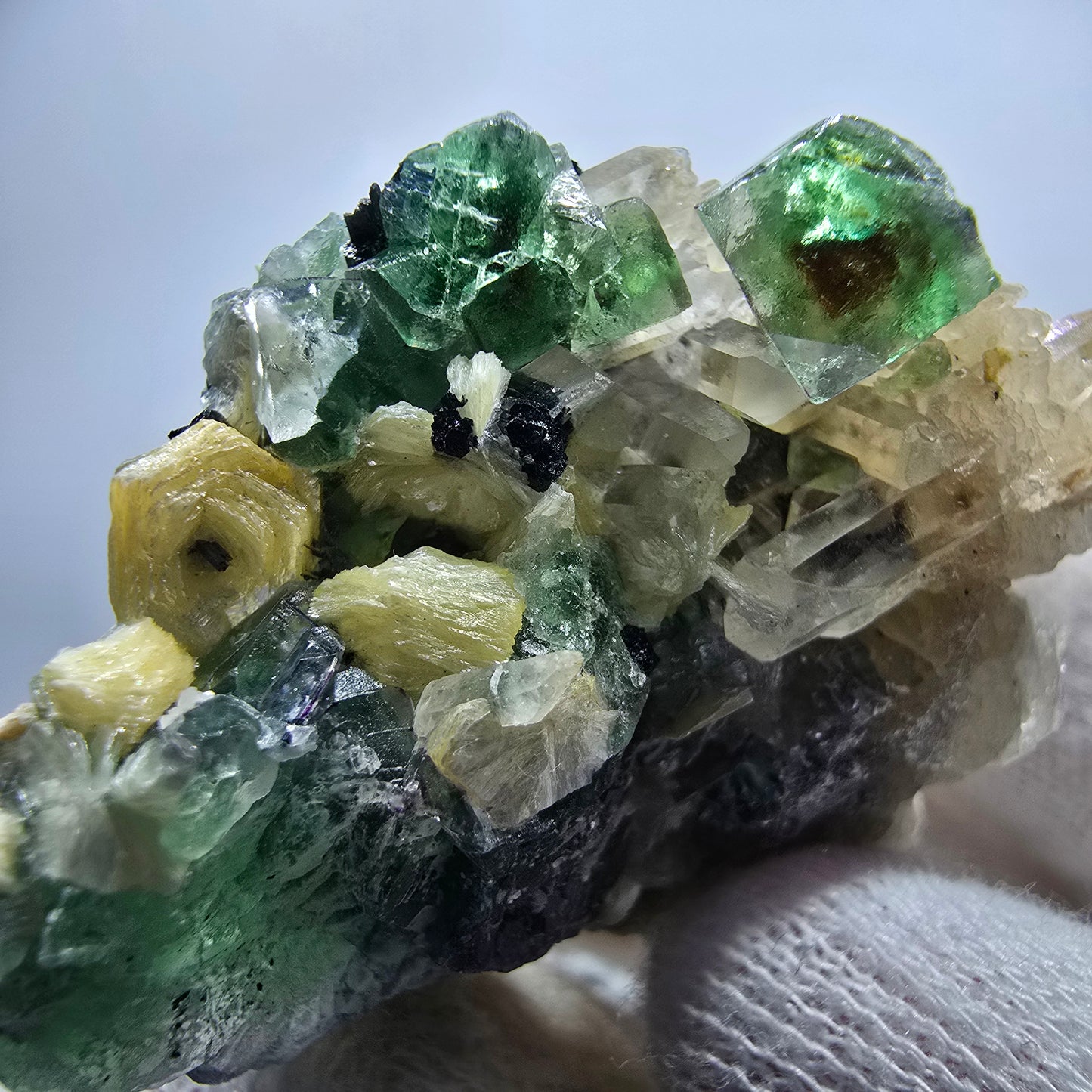 Phantom Fluorit, Rauchquarz, Schörl Turmalin, Muskovit Erongo Namibia 53*43*18mm