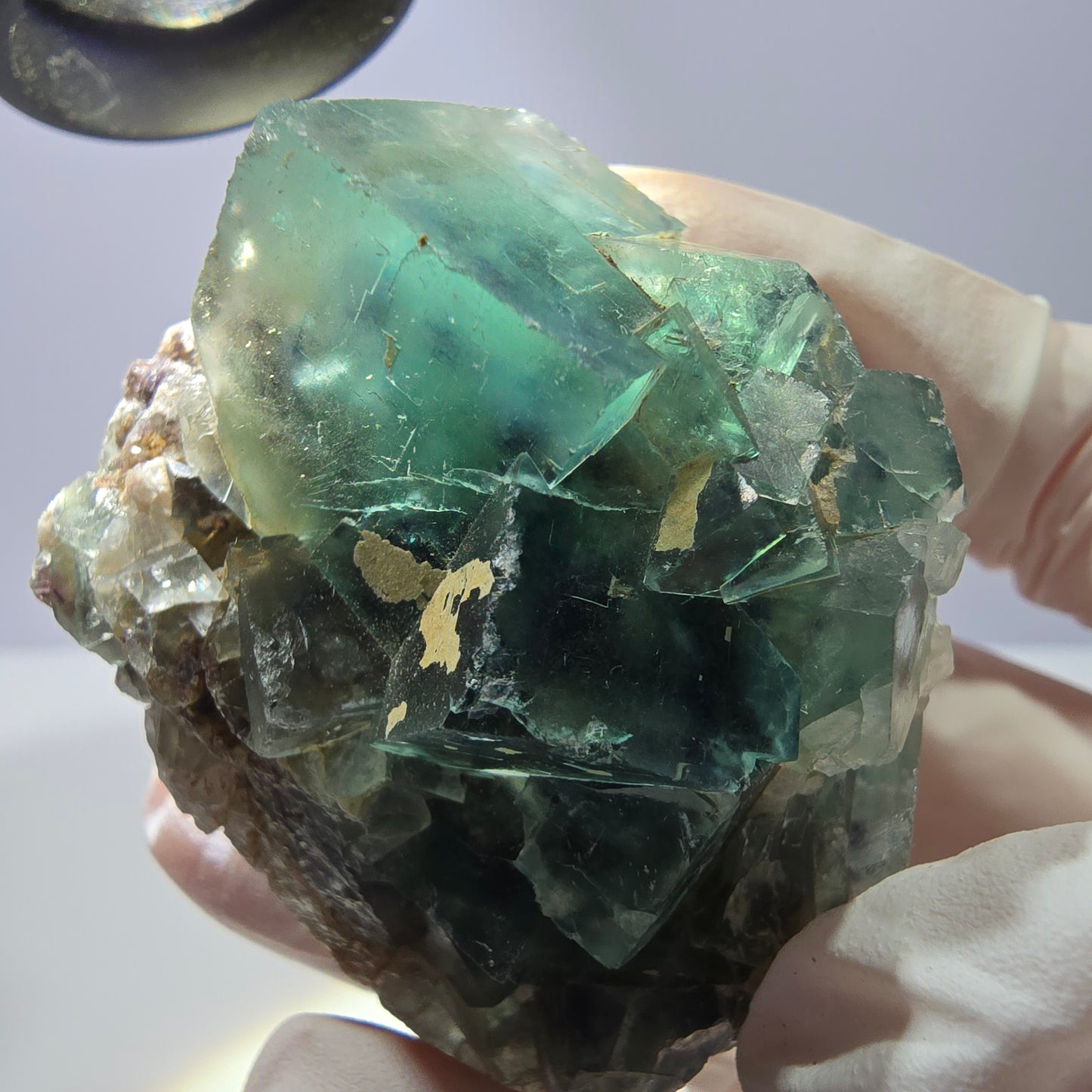 Rare cube de fluorite fantôme, spécimen de quartz vert Okorusu, Namibie 44 x 41 x 39 mm