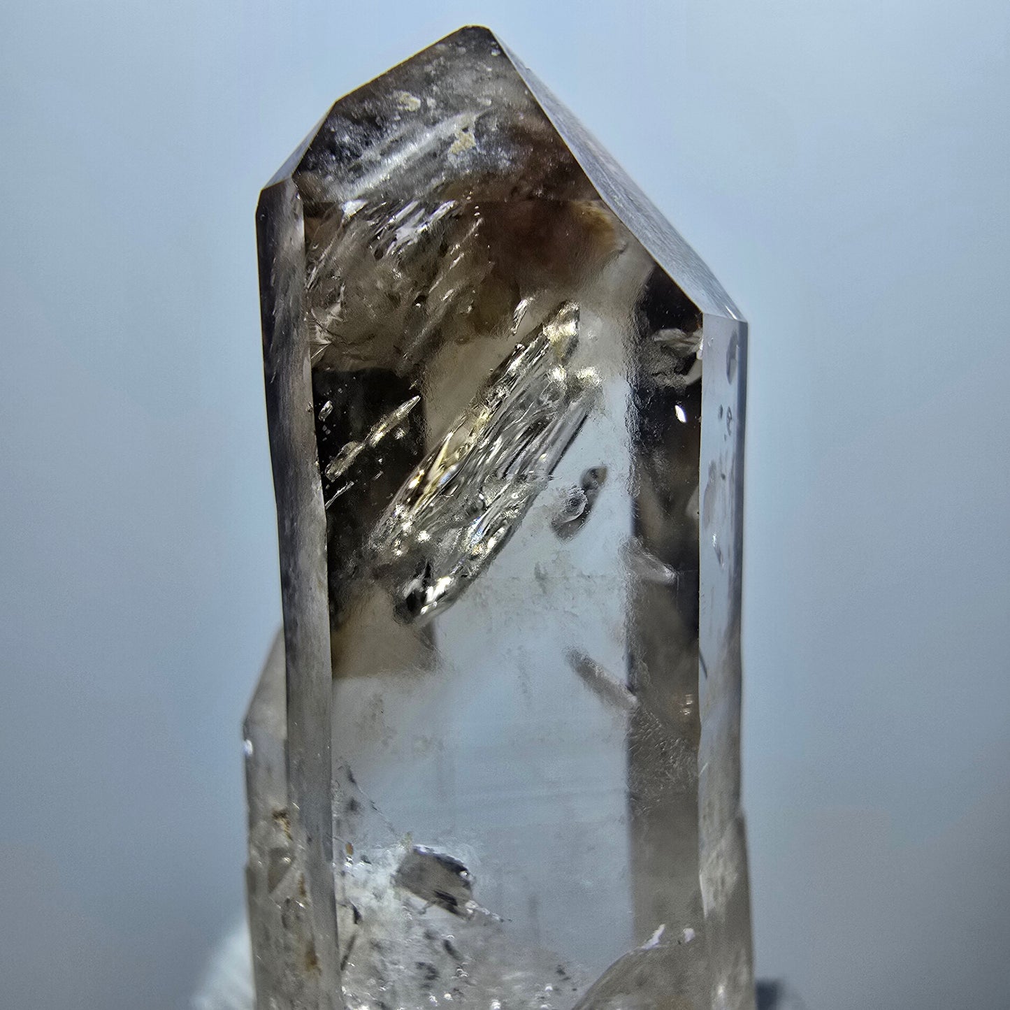 Pointe de quartz fumé fantôme Enhydro, 1x Bubble Goboboseb, Namibie 40 x 15 x 10 mm