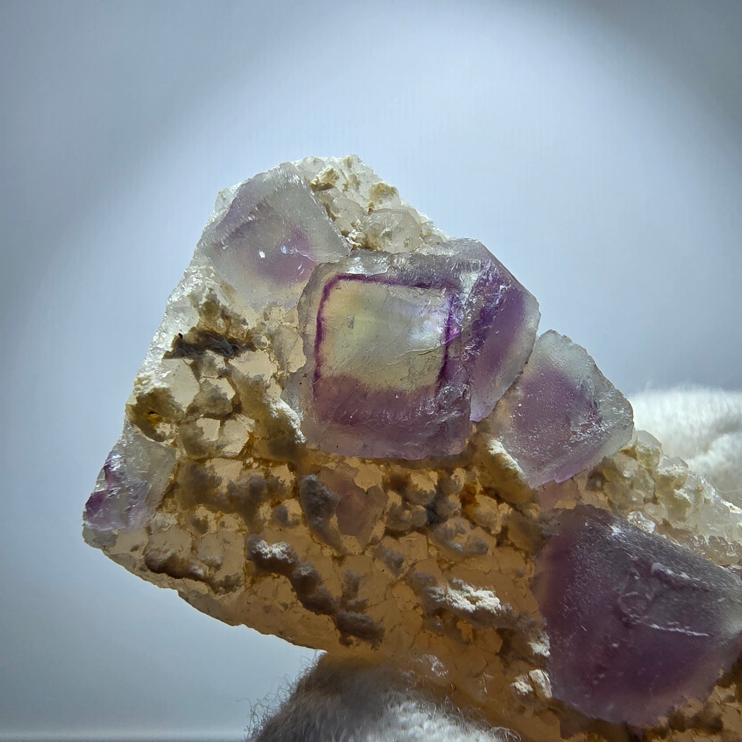 Cube de fluorite fantôme, spécimen de quartz vert violet, Omehane, Namibie, 46 x 25 x 20 mm
