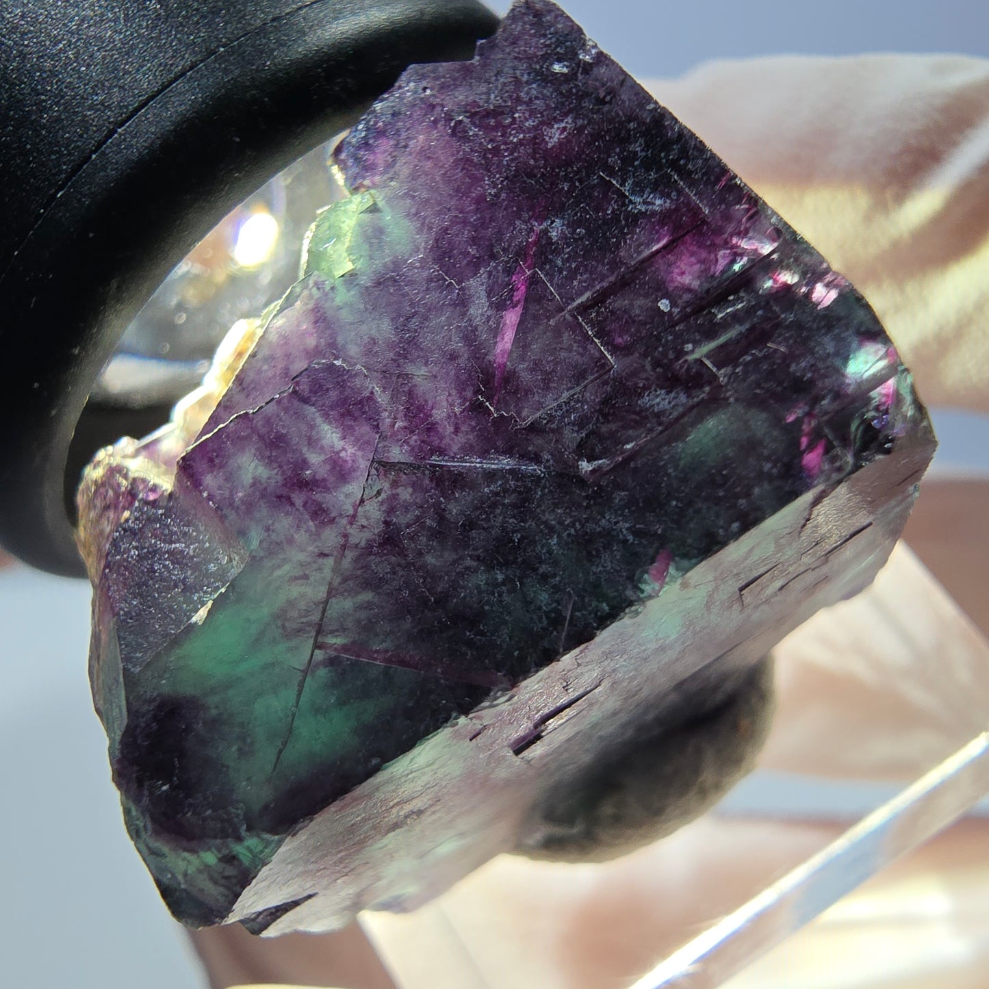 Phantom Fluorit Würfel parkettiert, grün lila Okorusu, Namibia 24*21*20mm
