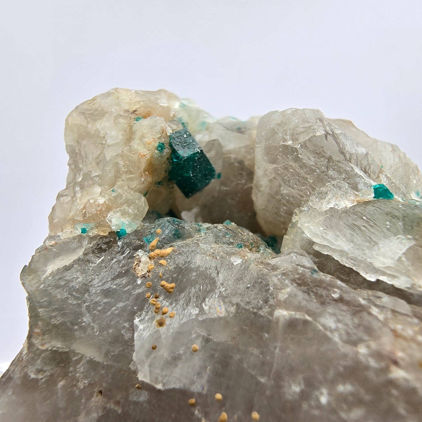 Seltene Dioptas auf Quarz Stufe Kaokoveld, Namibia 46*44*29mm Mineraliensammlung