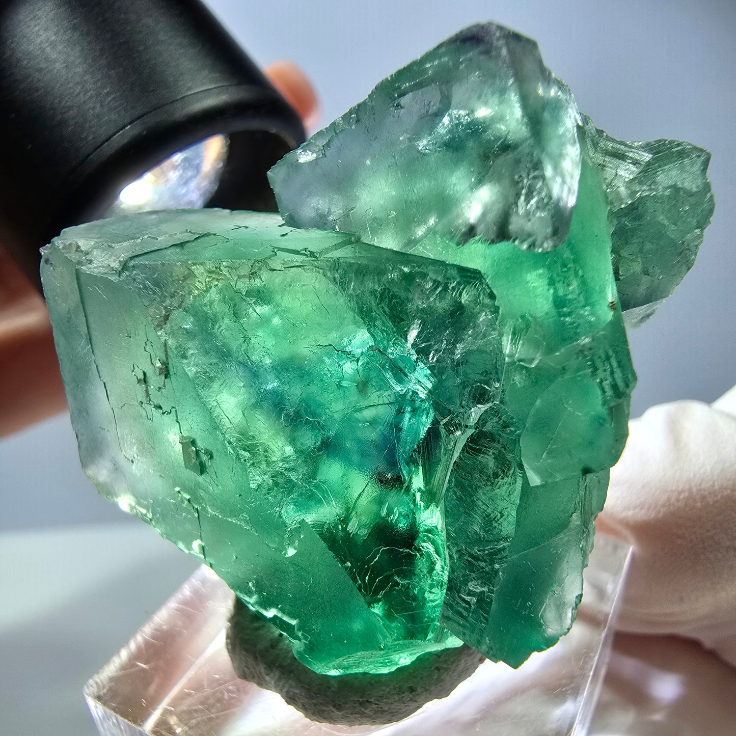 Seltene Phantom Fluorit Würfel Stufe, grün Okorusu, Namibia 40*28*20mm