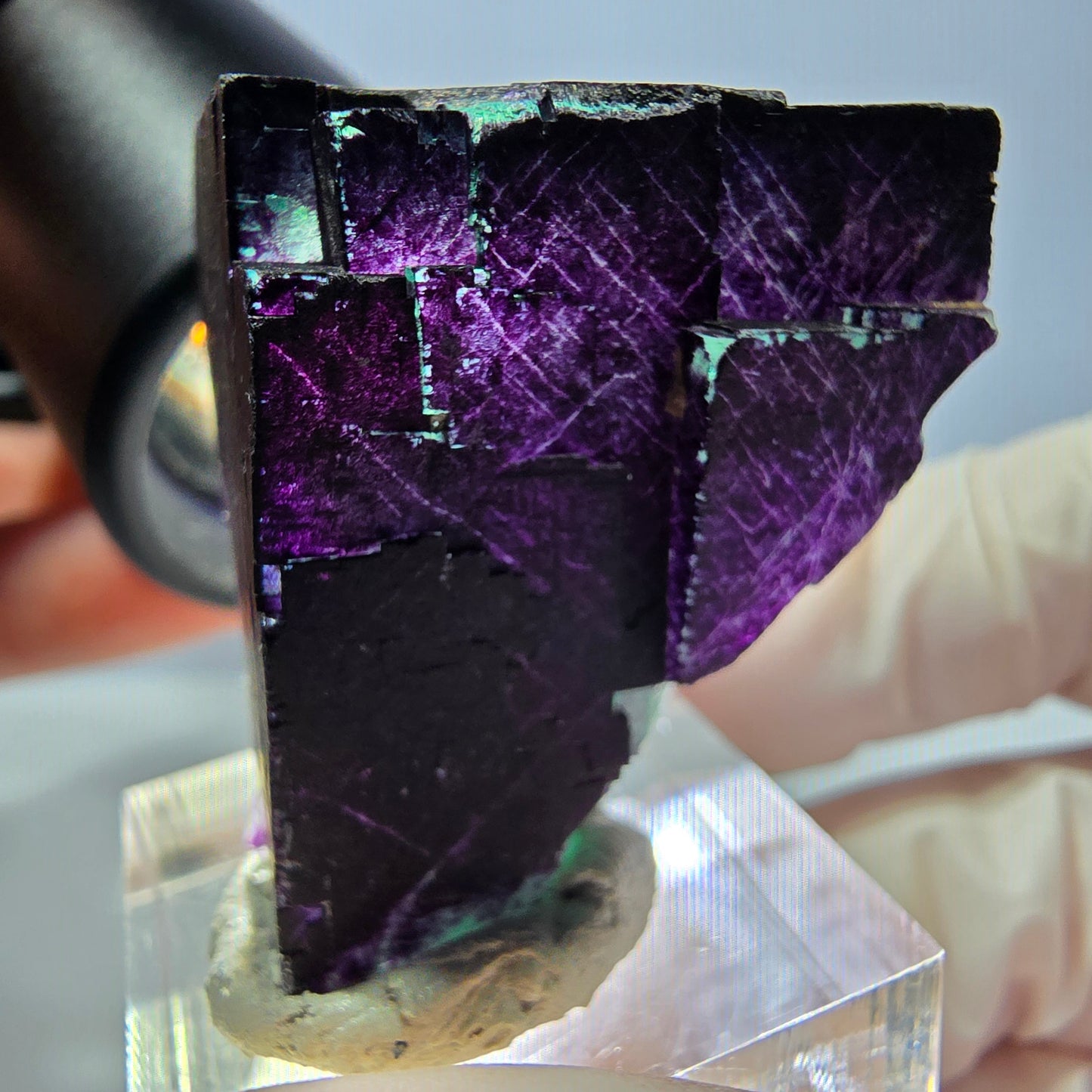 Phantom Fluorit Würfel Stufe grün lila zonal 11:11 Angel Pocket, Namibia 32*25*23mm
