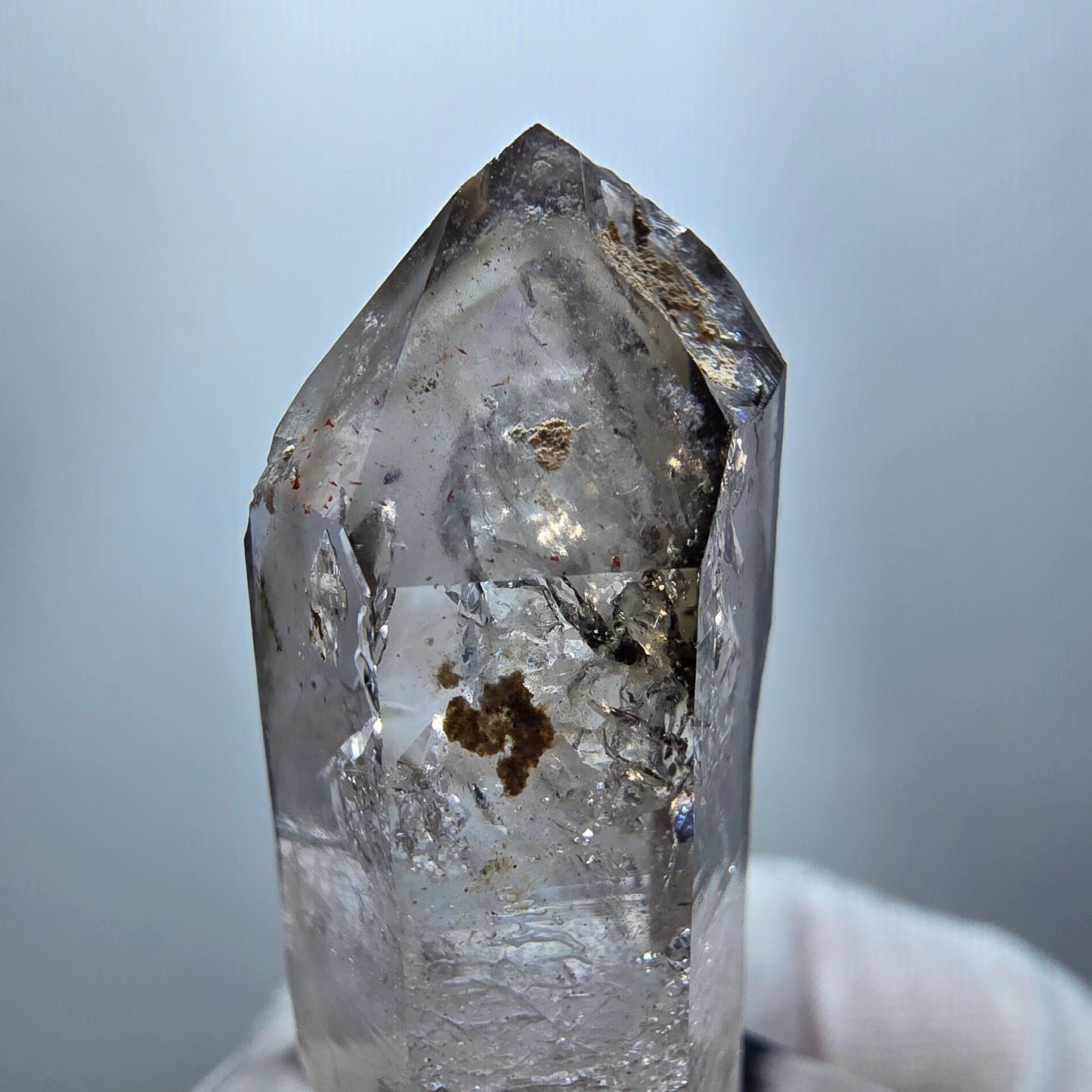Enhydro Phantom Rauchquarz Zepter, 1x Blase Goboboseb, Namibia 38*14*14mm