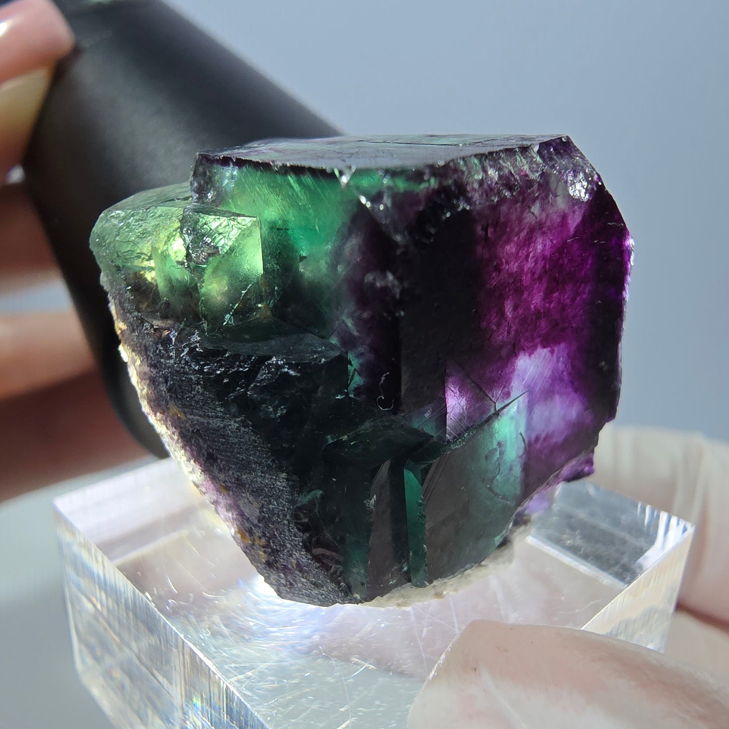 Seltene Fluorit Würfel Stufe, grün lila Okorusu, Namibia 24*23*22mm