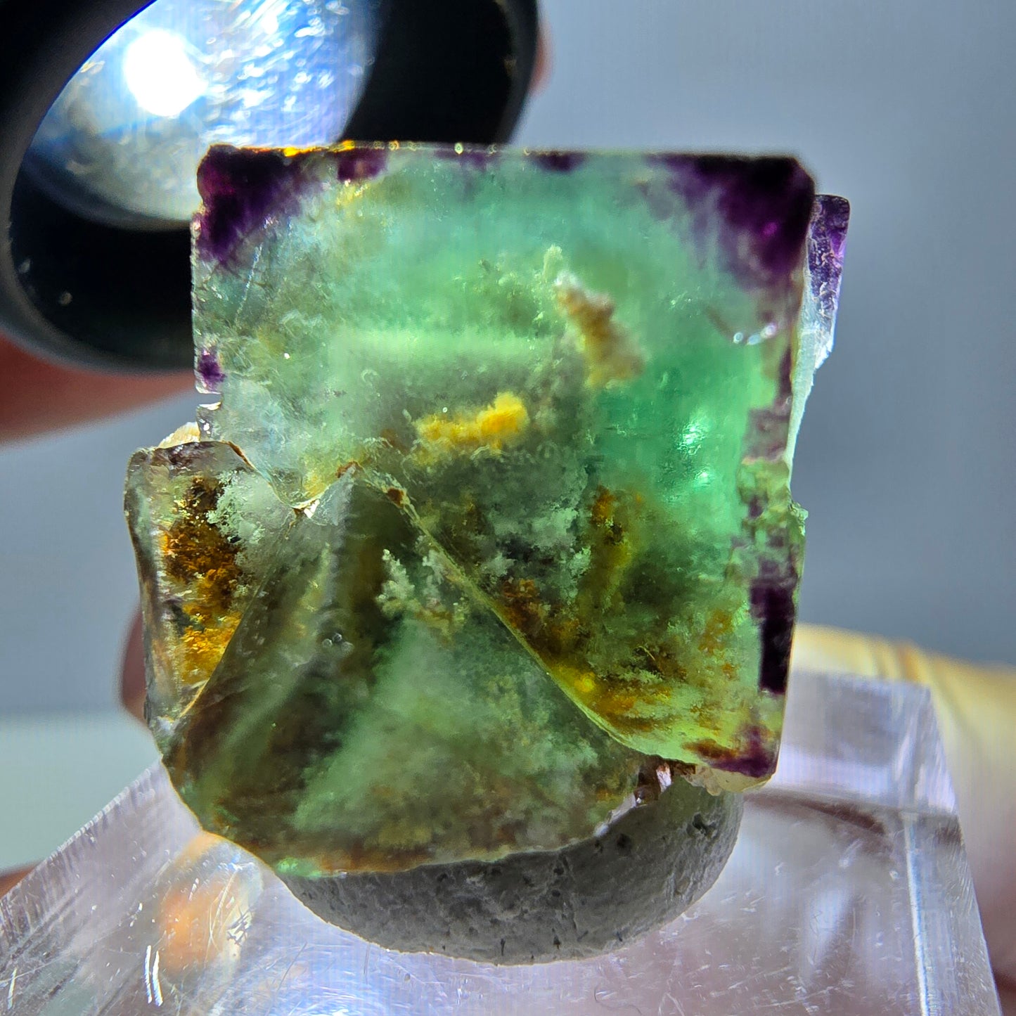 Phantom Fluorit Würfel Stufe, parkettiert, zonal Okorusu, Namibia 25*21*18mm