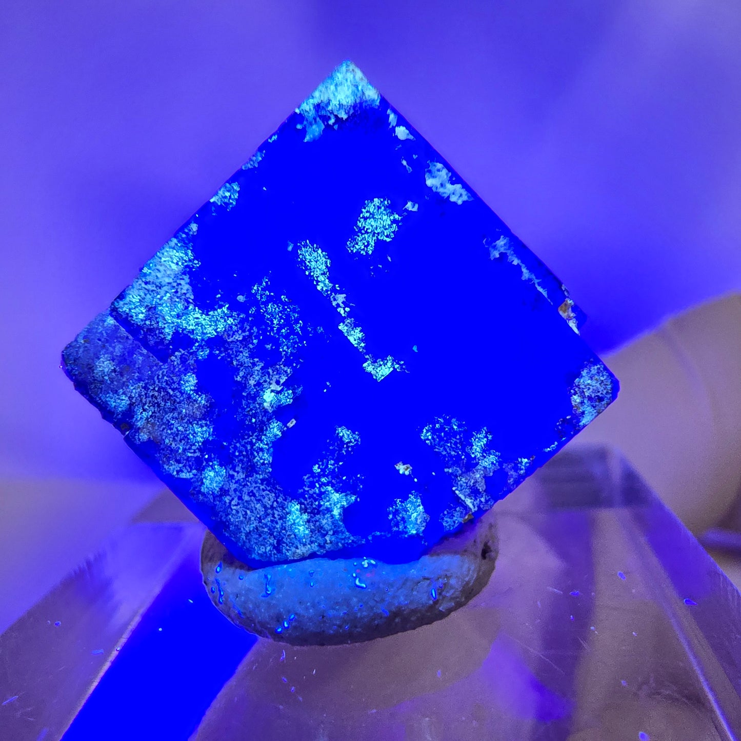 Phantom Fluorit Würfel Stufe, grün lila Okorusu, Namibia 15*15*14mm