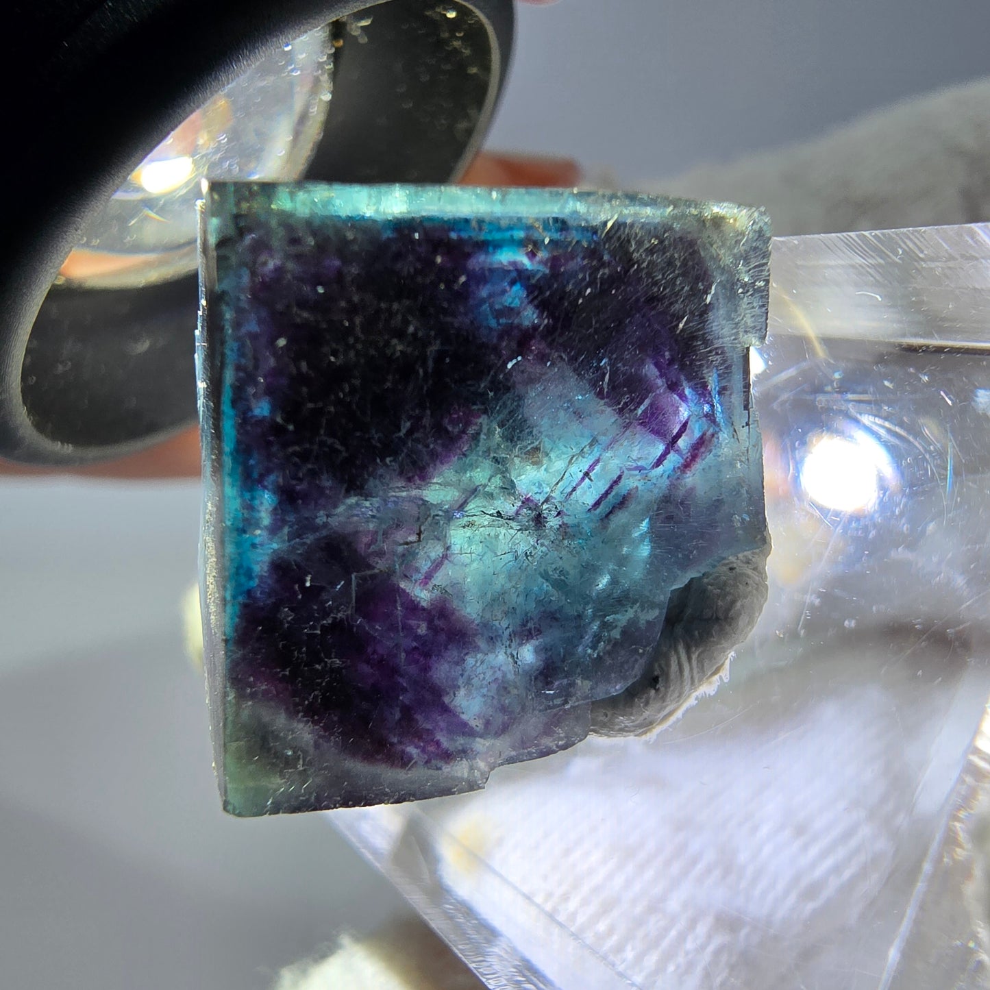 Spécimen de cube de fluorite fantôme, zonal – Nouvelle découverte ! Okorusu, Namibie, 24 x 19 x 12 mm