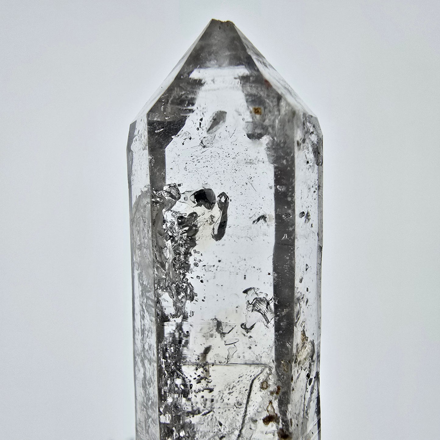Sceptre de poche Saint-Valentin en quartz fumé fantôme squelette, Namibie, 73 x 17 x 15 mm