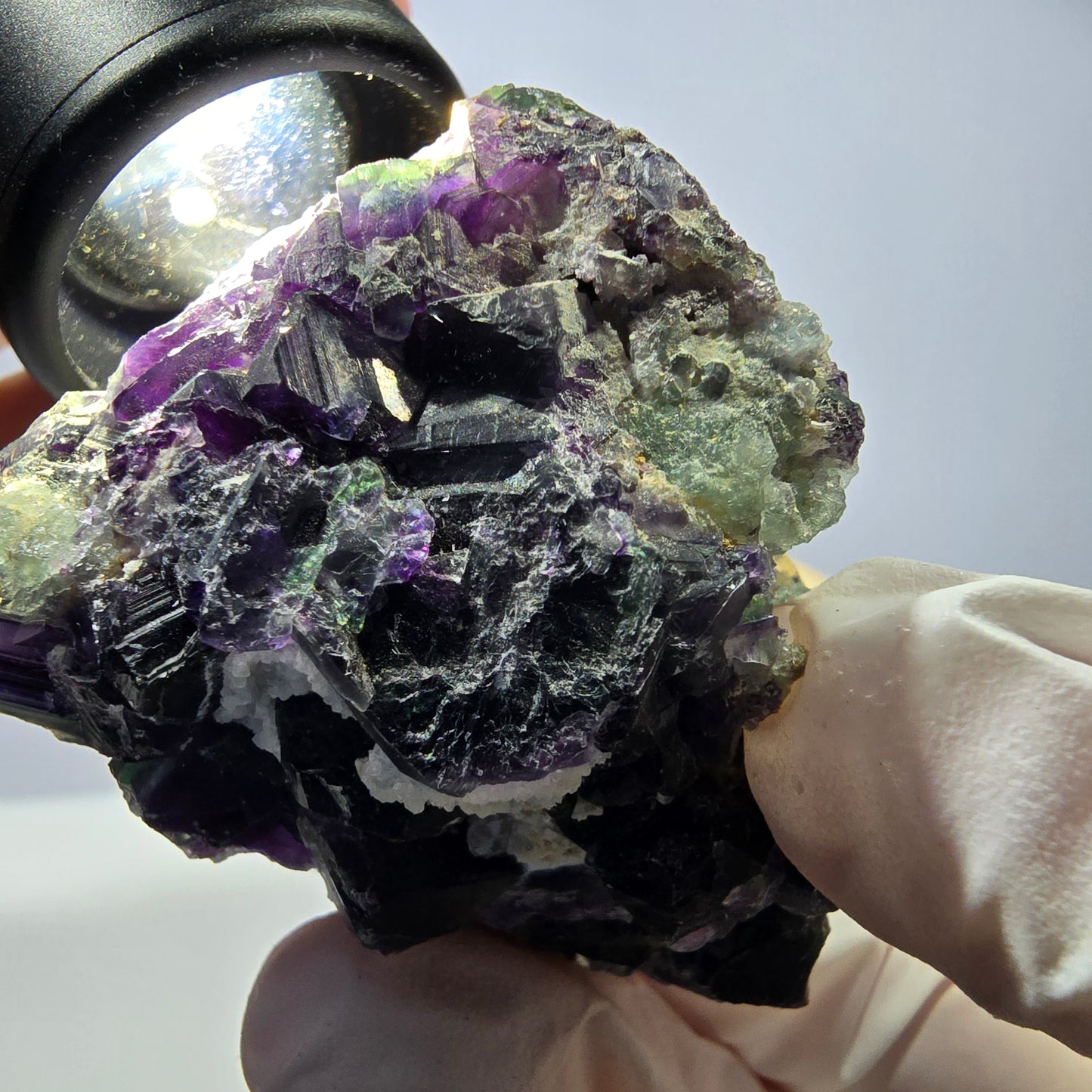 Cube de fluorite fantôme, spécimen de quartz vert violet, Okorusu, Namibie, 53 x 43 x 40 mm