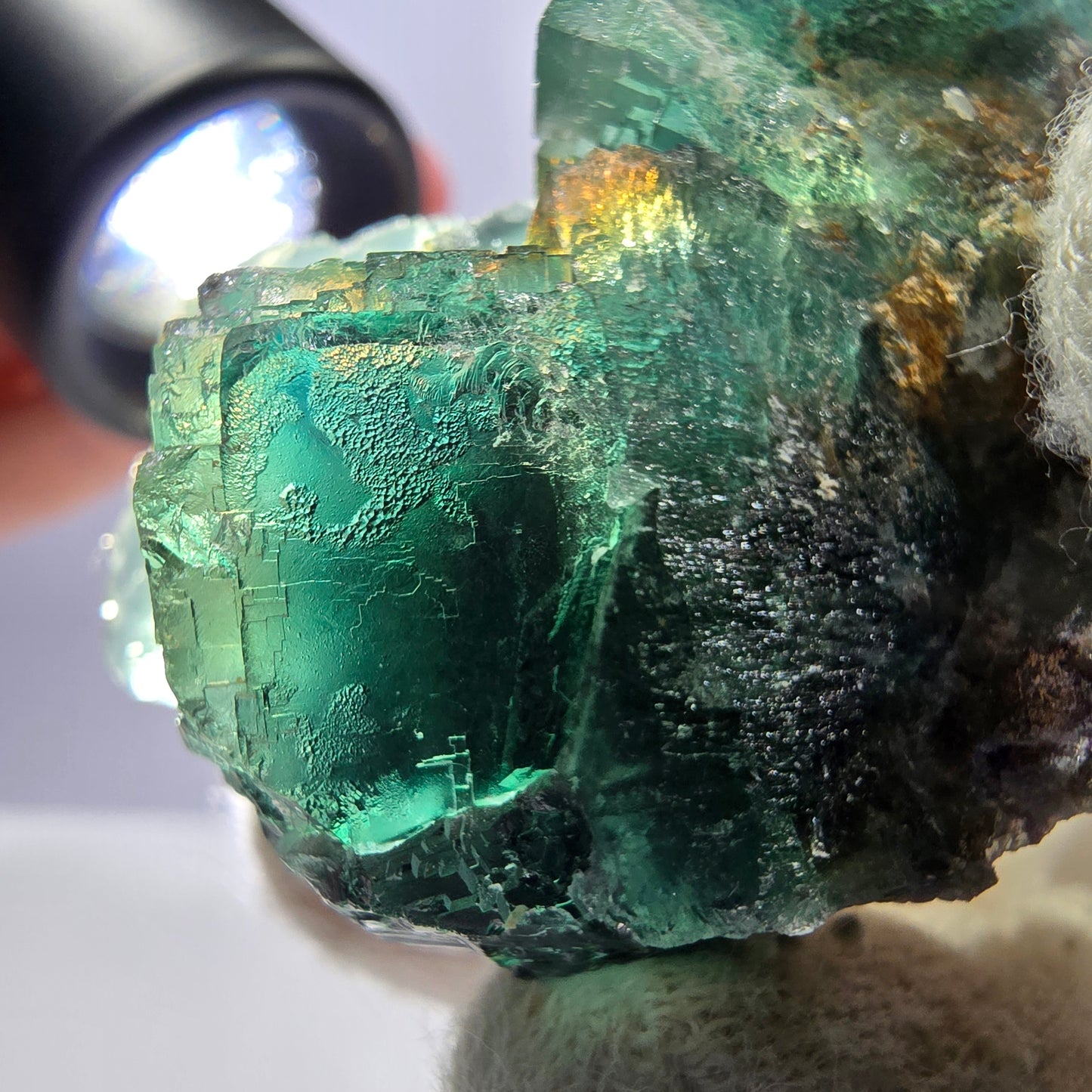 Rare spécimen de cube de fluorite fantôme, parqueté vert Okorusu, Namibie, 47 x 31 x 28 mm