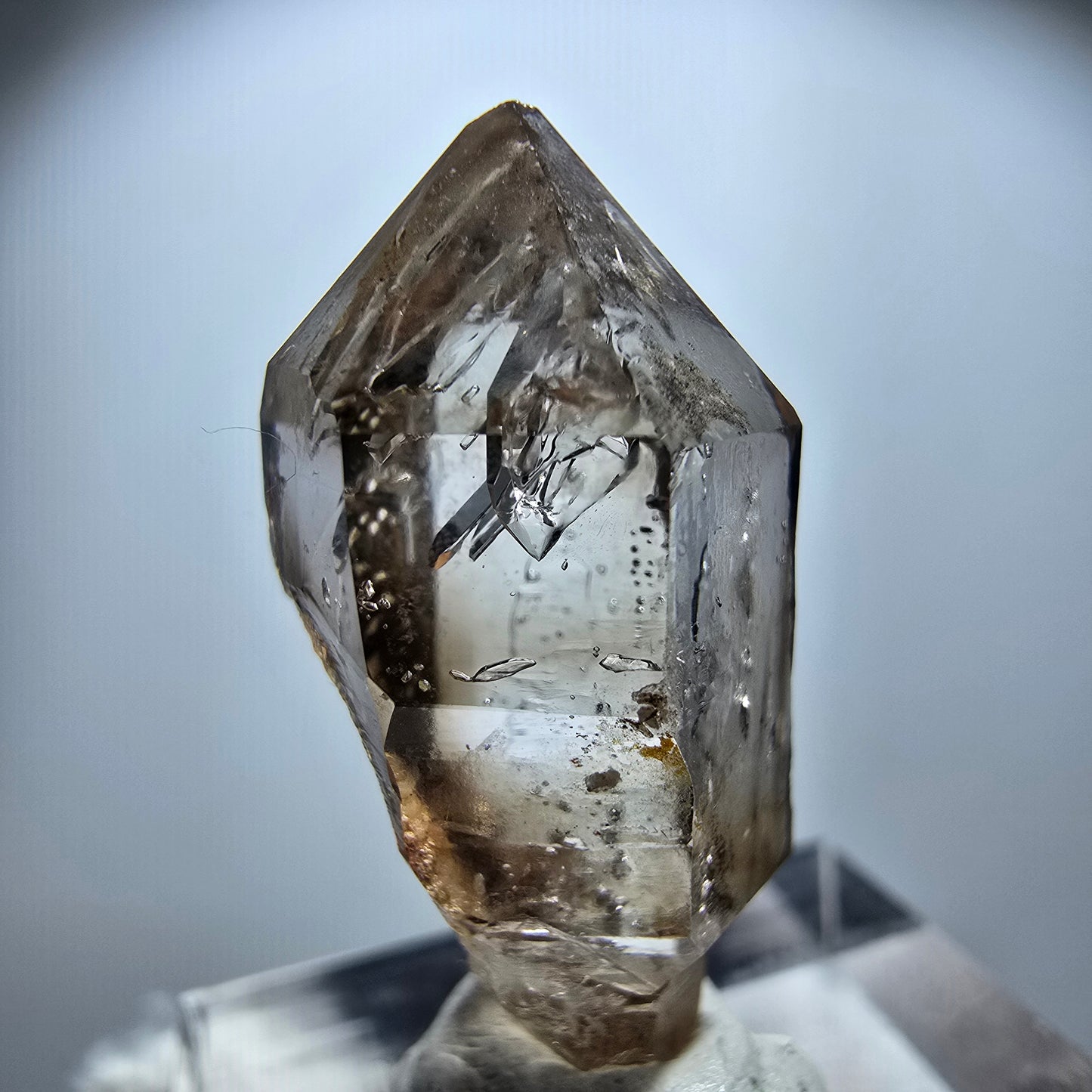 Enhydro Rauchquarz Fenster DT Zepter, 2x Blase Goboboseb, Namibia 28*14*11mm