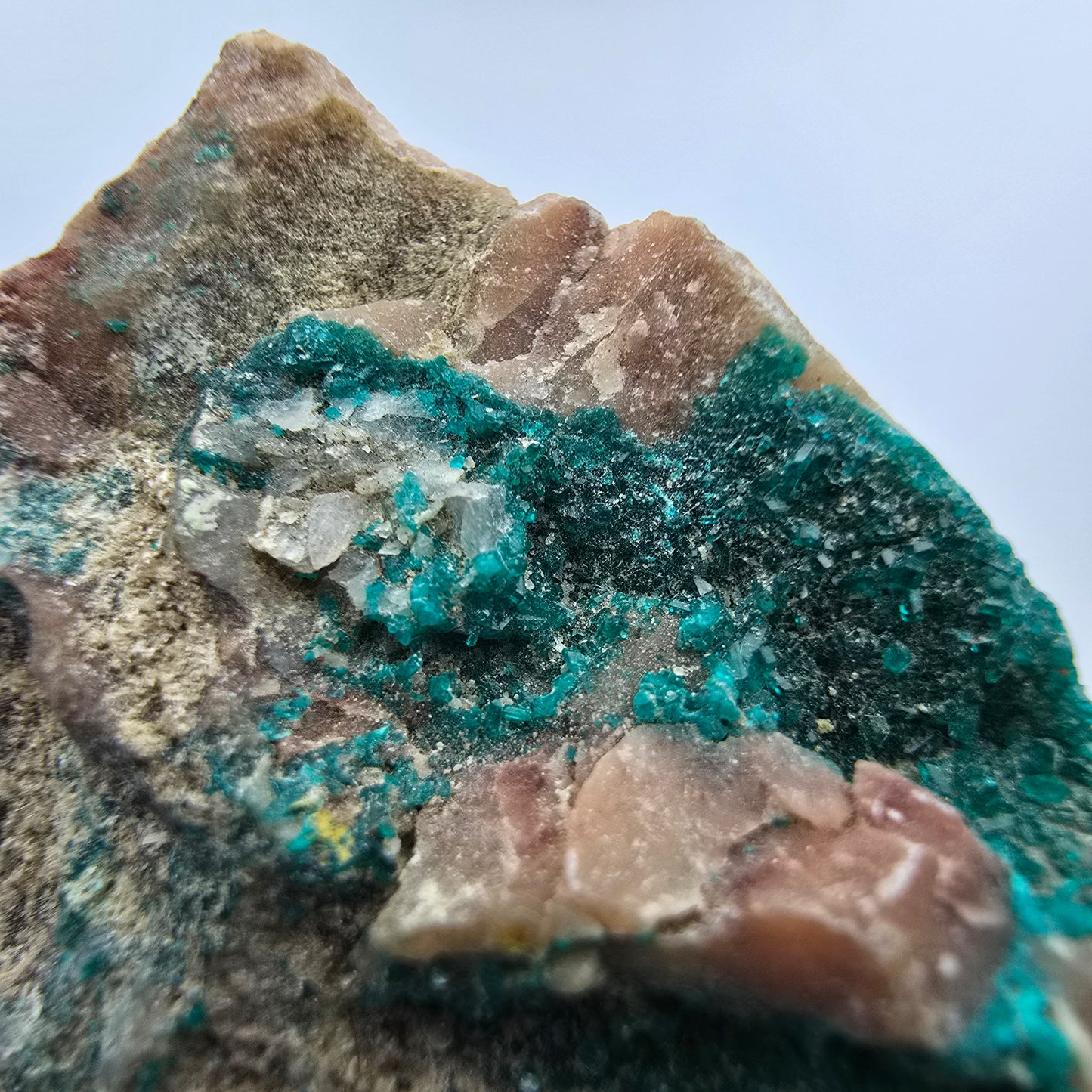 Seltene Dioptas auf Quarz Stufe Kaokoveld, Namibia 37*29*18mm Mineraliensammlung