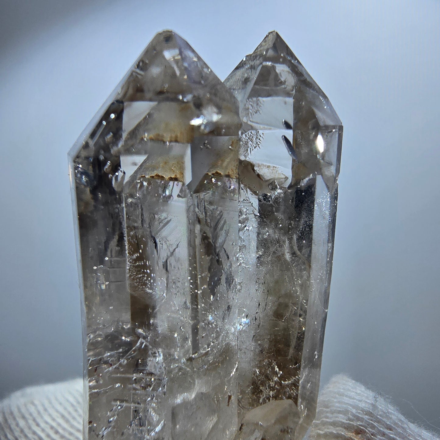 Sceptre Enhydro Phantom Smoky Quartz DT, 2x Bubble Goboboseb, Namibie 42*29*17mm