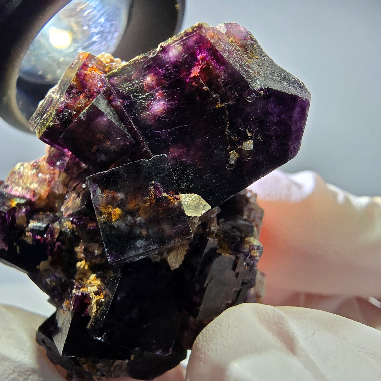 Rare spécimen de cube de fluorite fantôme, vert-violet, Okorusu, Namibie, 41 x 34 x 24 mm