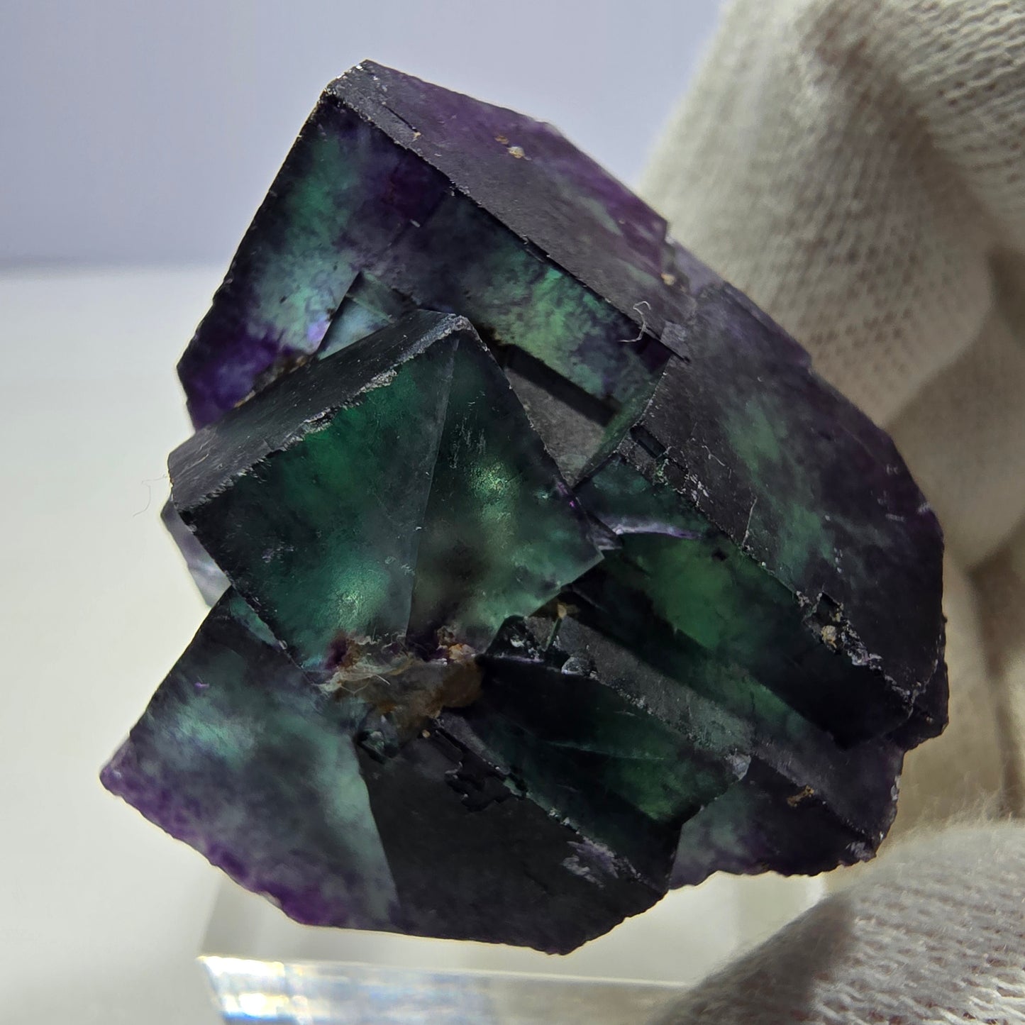 Klare Phantom Fluorit Würfel Stufe zonal grün lila Okorusu, Namibia 33*28*26mm