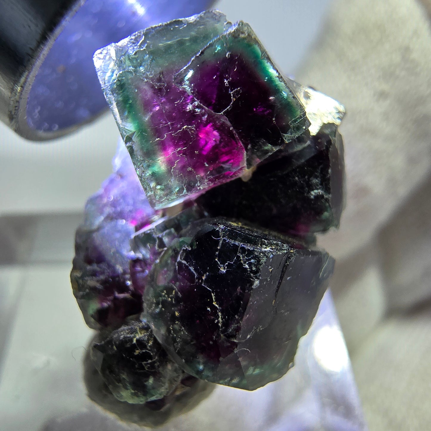 Seltene Phantom Fluorit Würfel Stufe, grün pink Okorusu, Namibia 24*16*14mm