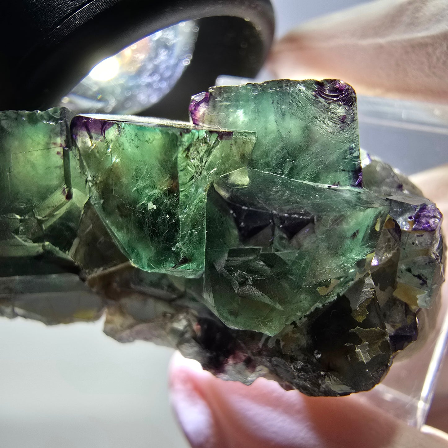 Phantom Fluorit Würfel Stufe, grün lila Okorusu, Namibia 39*18*12mm