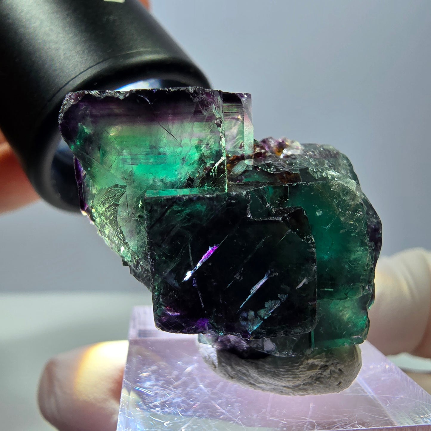 Seltene Fluorit Würfel Stufe, grün lila Okorusu, Namibia 29*28*27mm