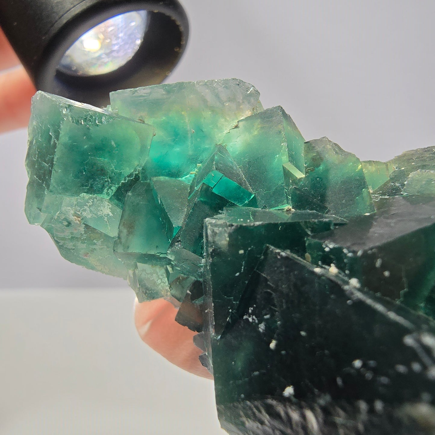 Rare spécimen de cube de fluorite fantôme, parqueté vert Okorusu, Namibie, 65 x 36 x 31 mm