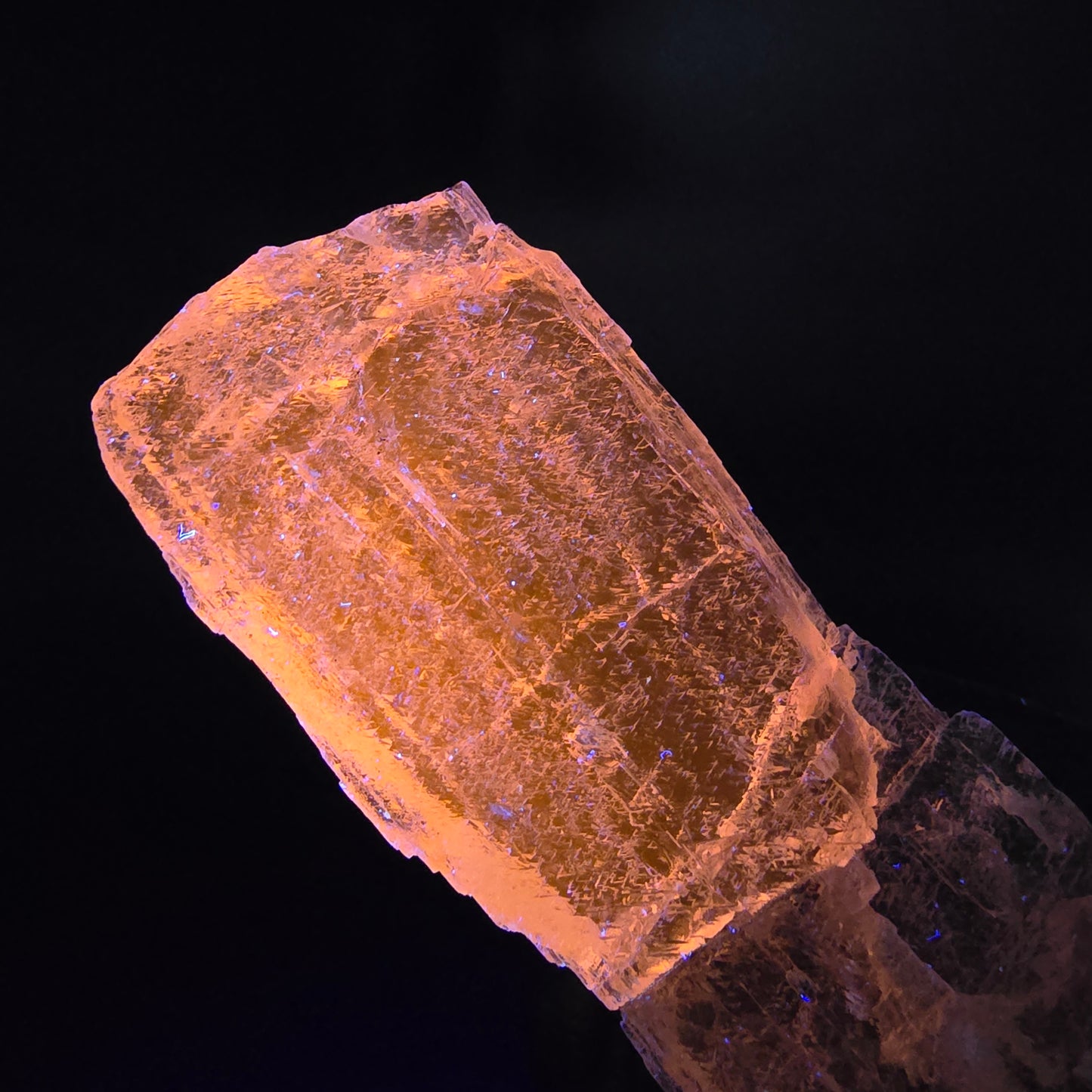 Seltener Kunzit X Spodumen Kristall rosa UV Mineral 80*26*5mm aus Brasilien
