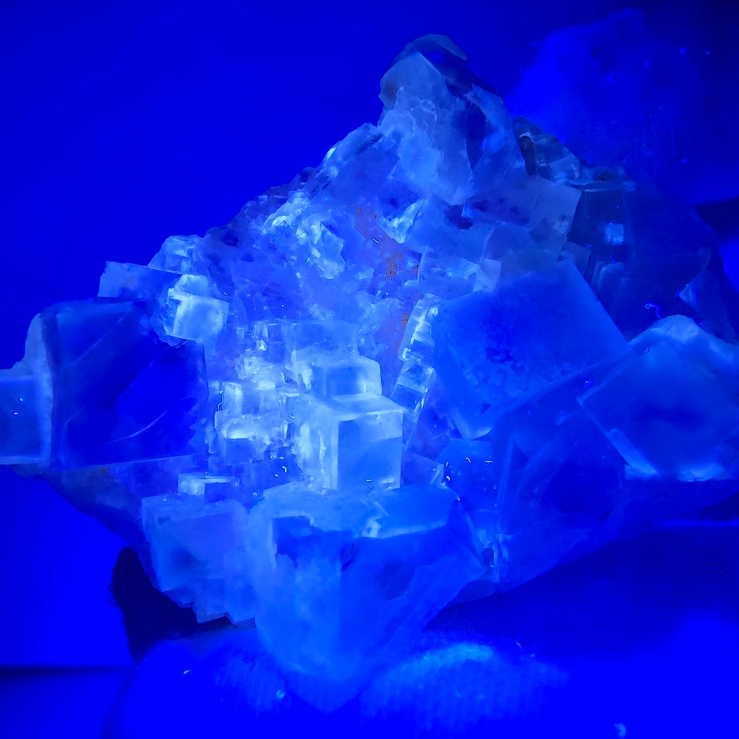 Seltene UV Phantom Fluorit Würfel Stufe grün lila Brandberg, Namibia 58*33*20mm