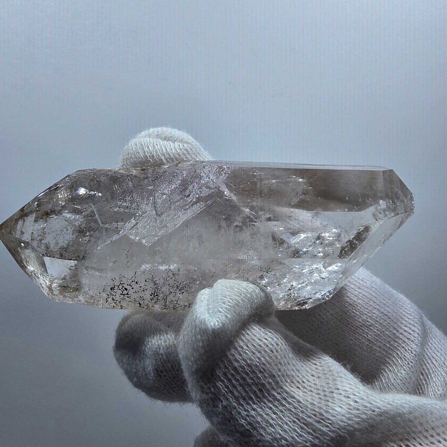 Sceptre fantôme squelette en améthyste DT, calcite Valentine Pocket Goboboseb Namibie 75 x 26 x 20 mm