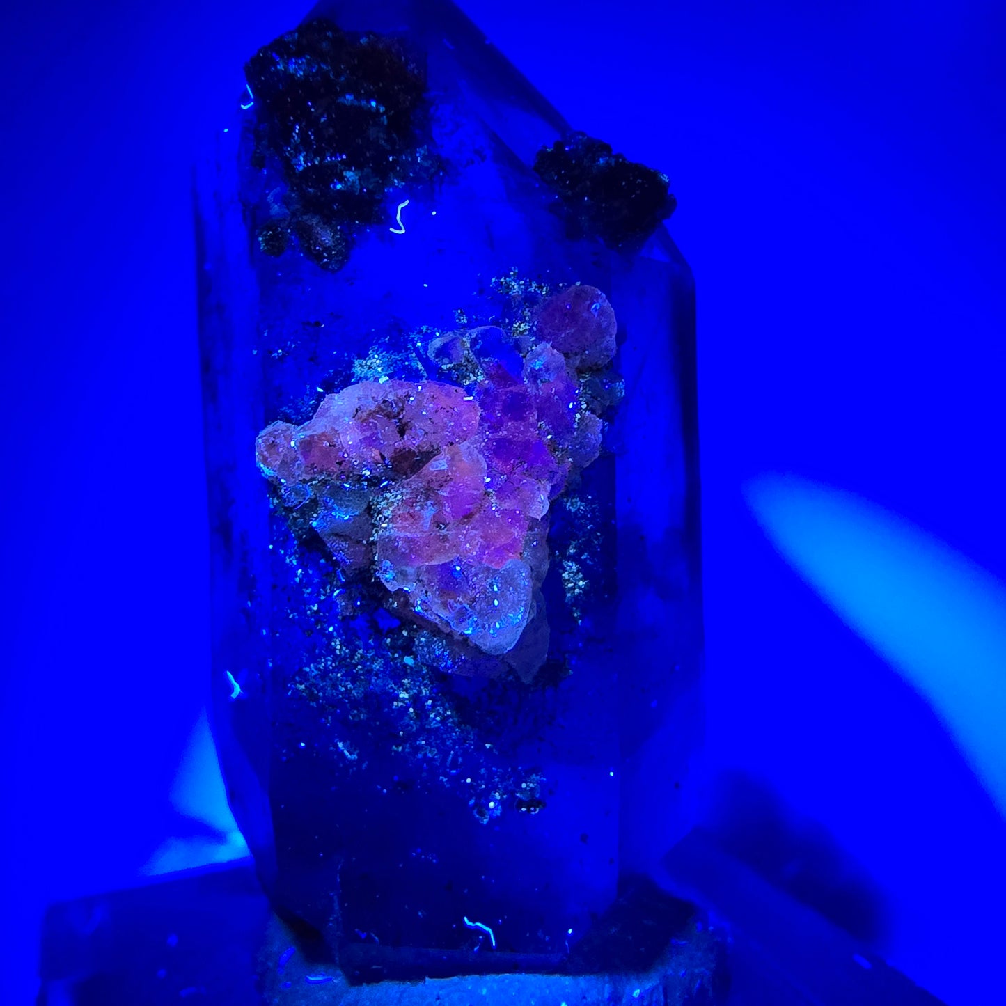 Harlekin Enhydro Amethyst mit Calcit Goboboseb, Namibia 38*20*15mm Sammlung