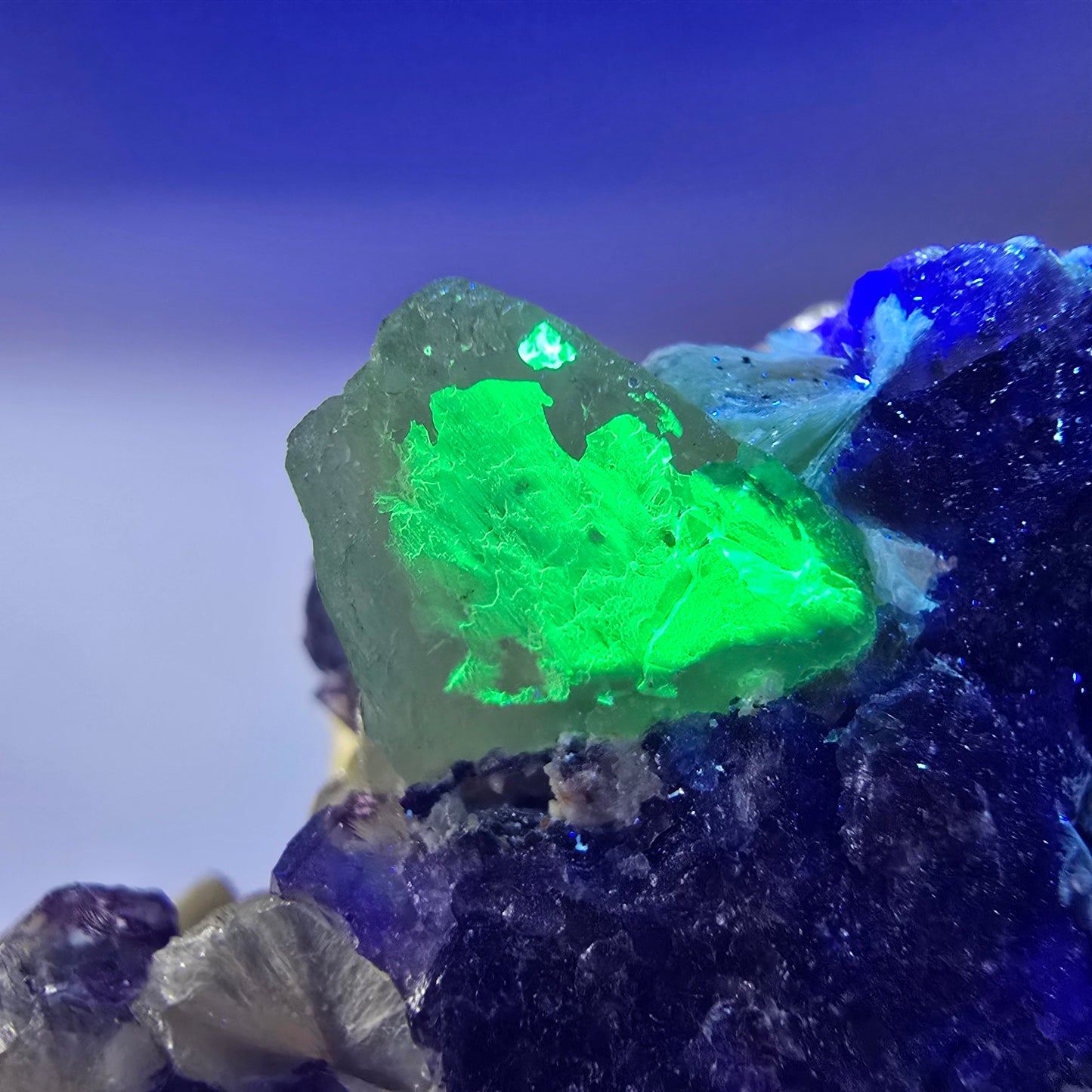 Phantom Fluorit zonal Hyalit Rauchquarz Muskovit Stufe Erongo Namibia 71*65*46mm