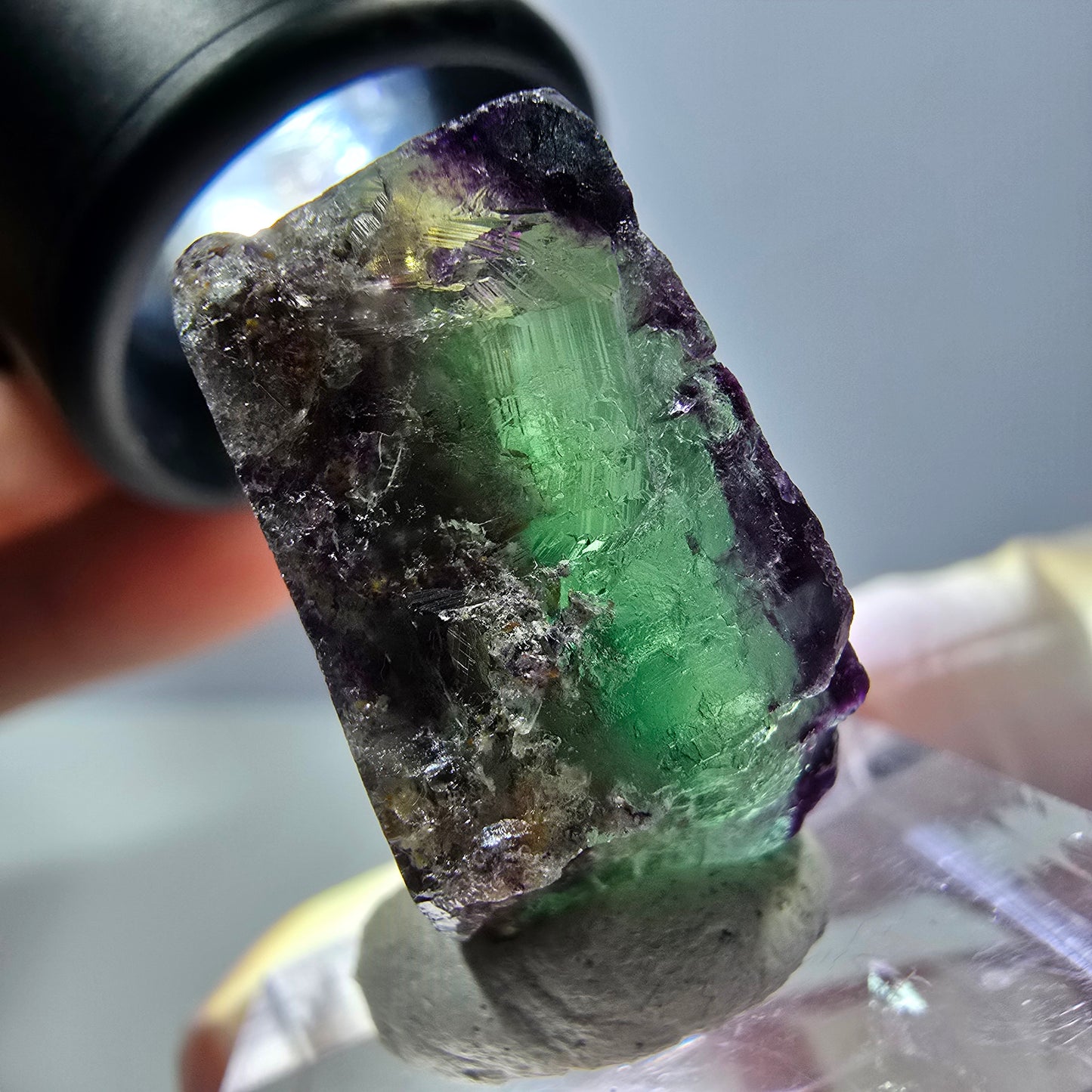 Phantom Fluorit Würfel Stufe, parkettiert, zonal Okorusu, Namibia 24*22*13mm